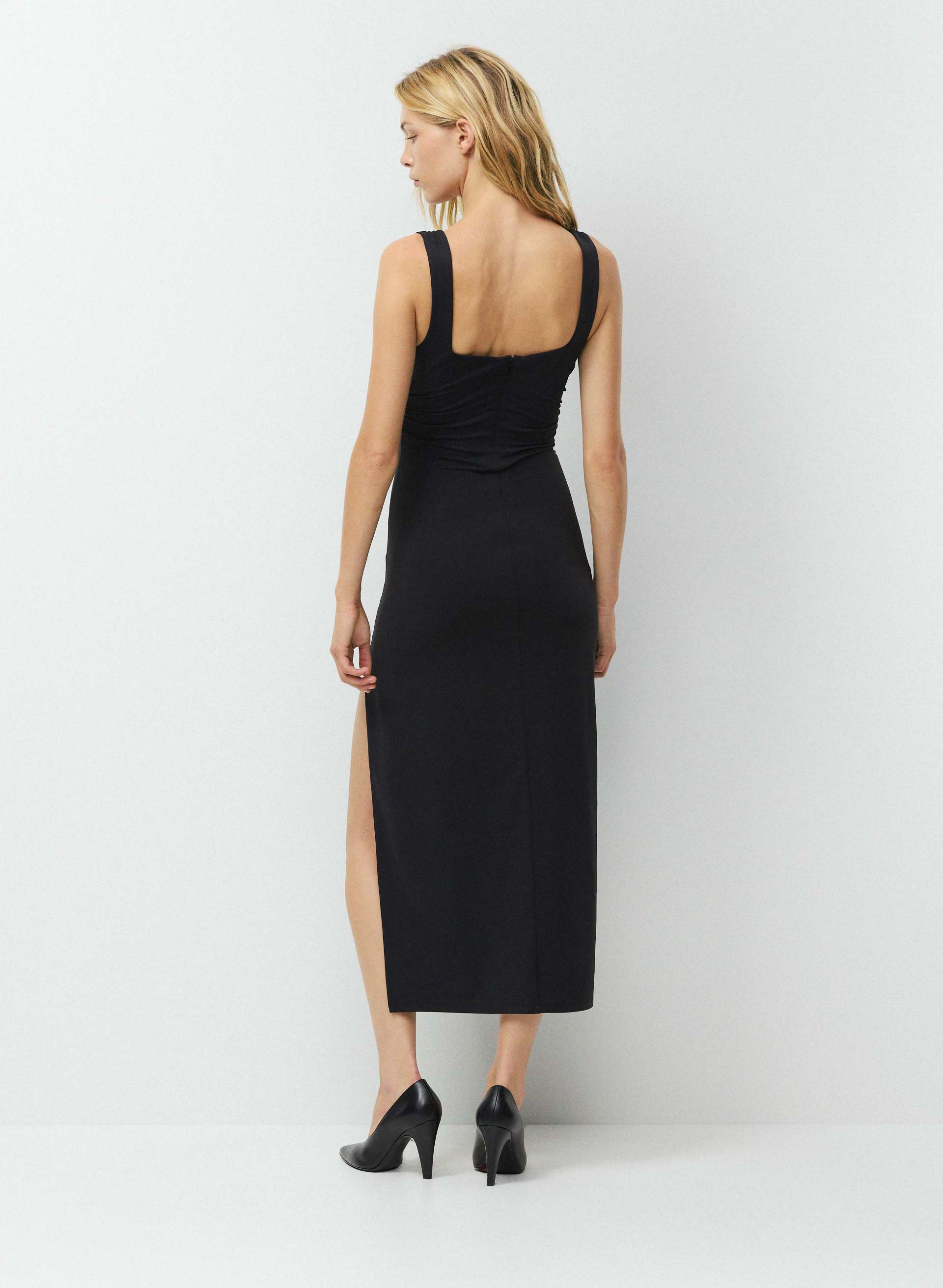 black aritzia dress Contour Squareneck Longsleeve Maxi shaping fit Aritzia Wilfred Charmaine Satin Dress