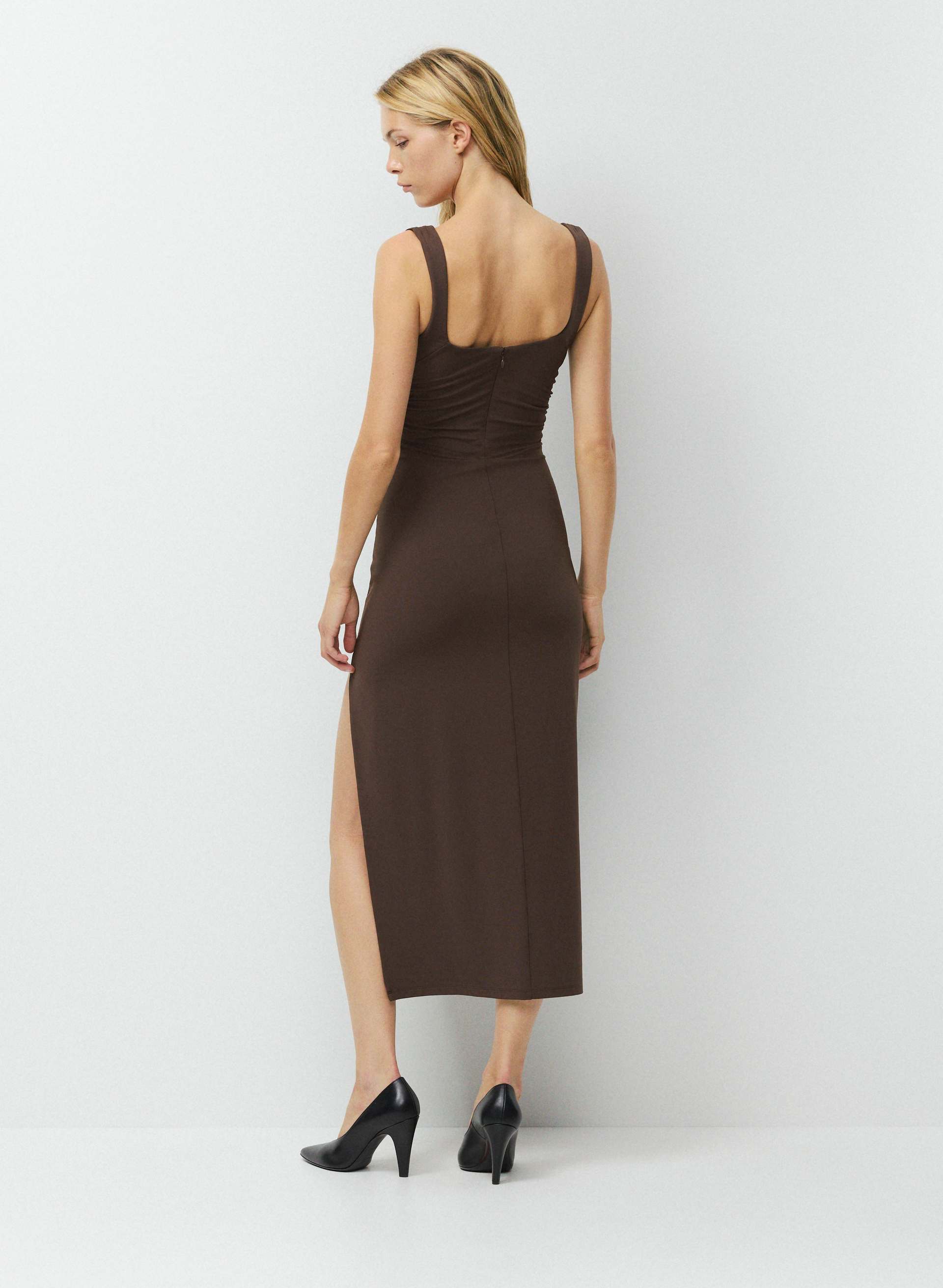 aritzia brown dress halter midi by Aritzia 724057 Category Pedestal Dress | Aritzia US