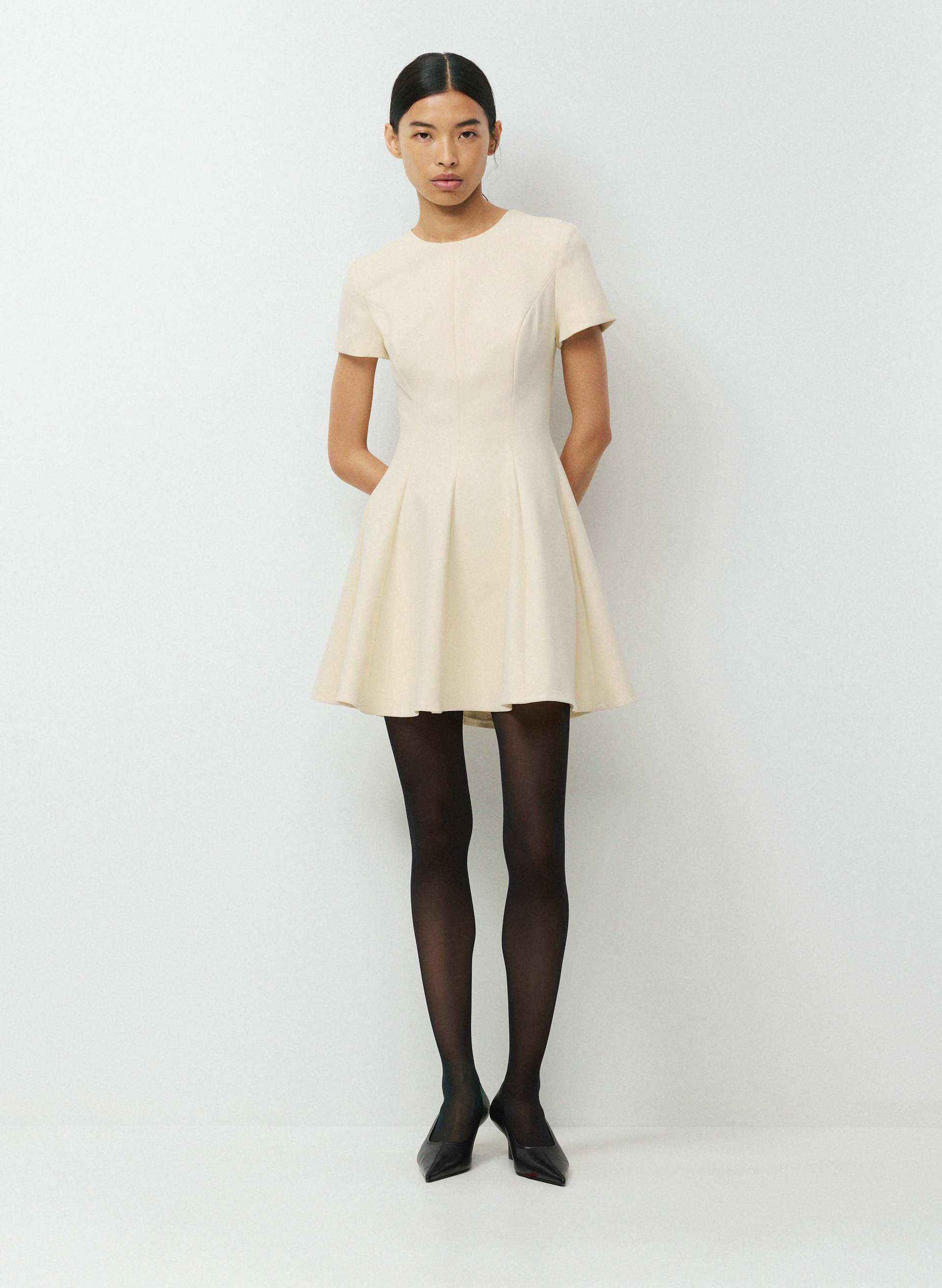 BOWERY DRESS - EVERSENTIAL™ - Softly structured fit-and-flare micro dress. 