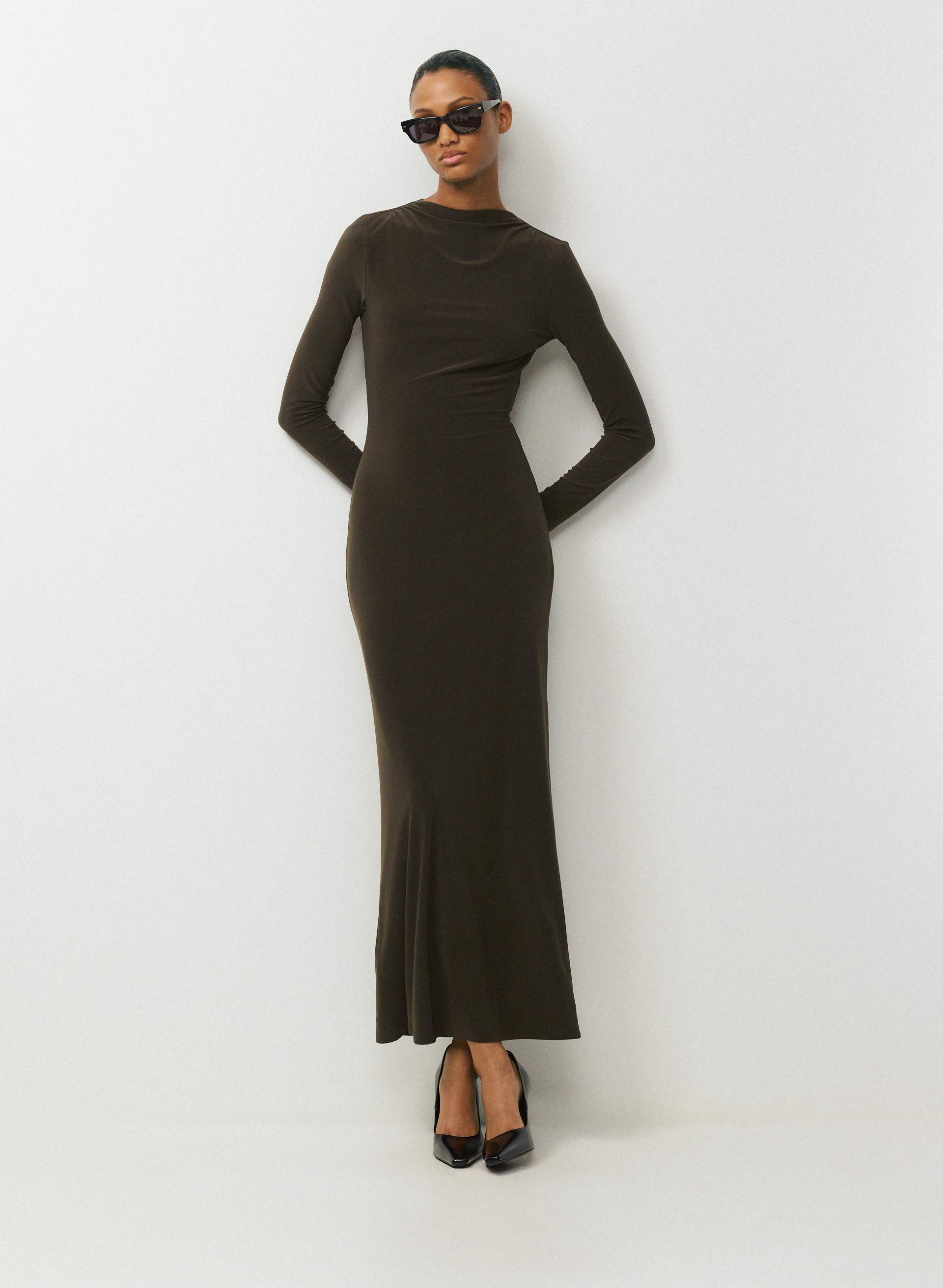 SMOOTH MATTER™ CADENCE DRESS - Drapey jersey open-back maxi dress. 