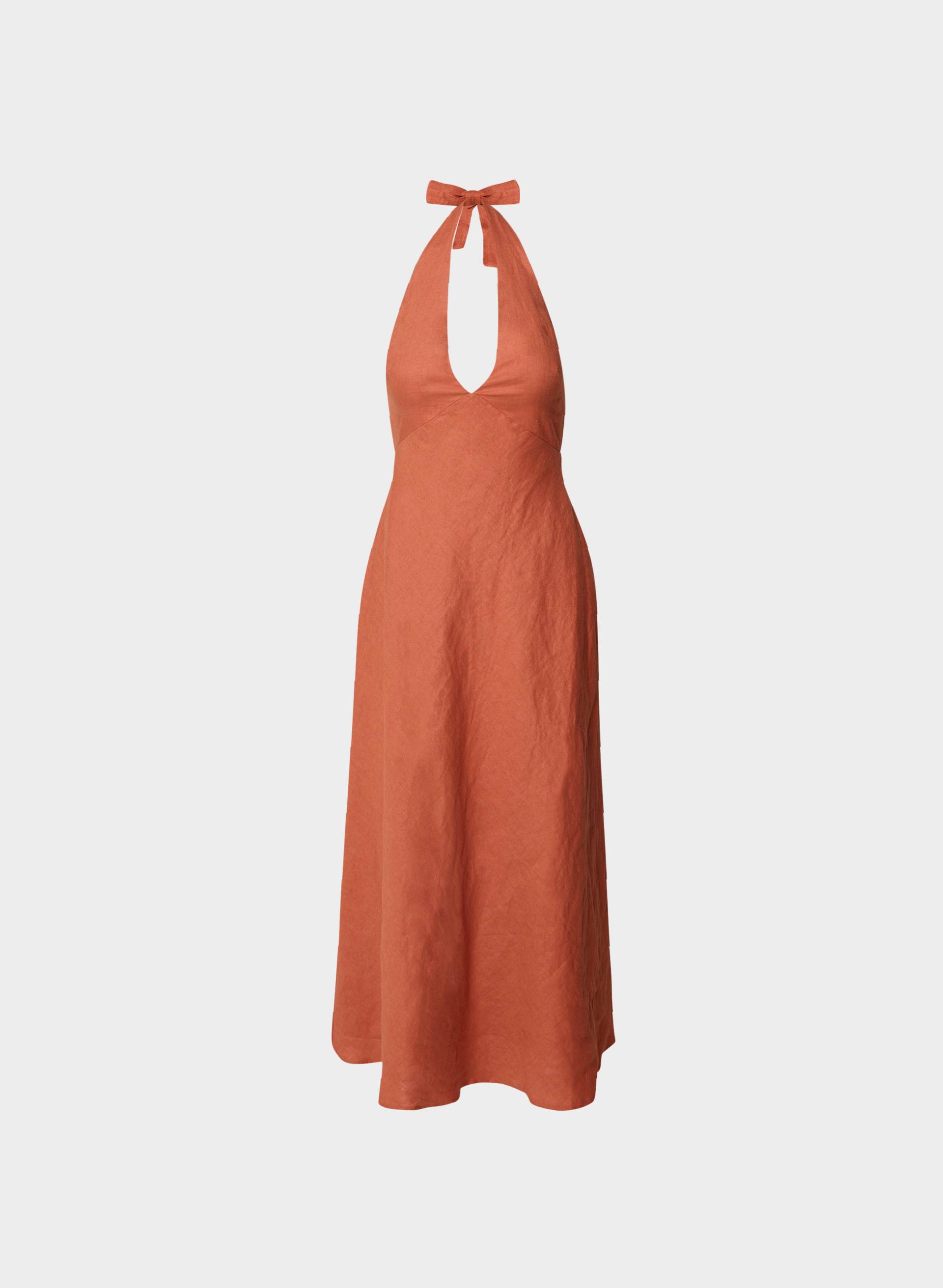 NIGHTSCAPE LINEN HALTER DRESS | Aritzia