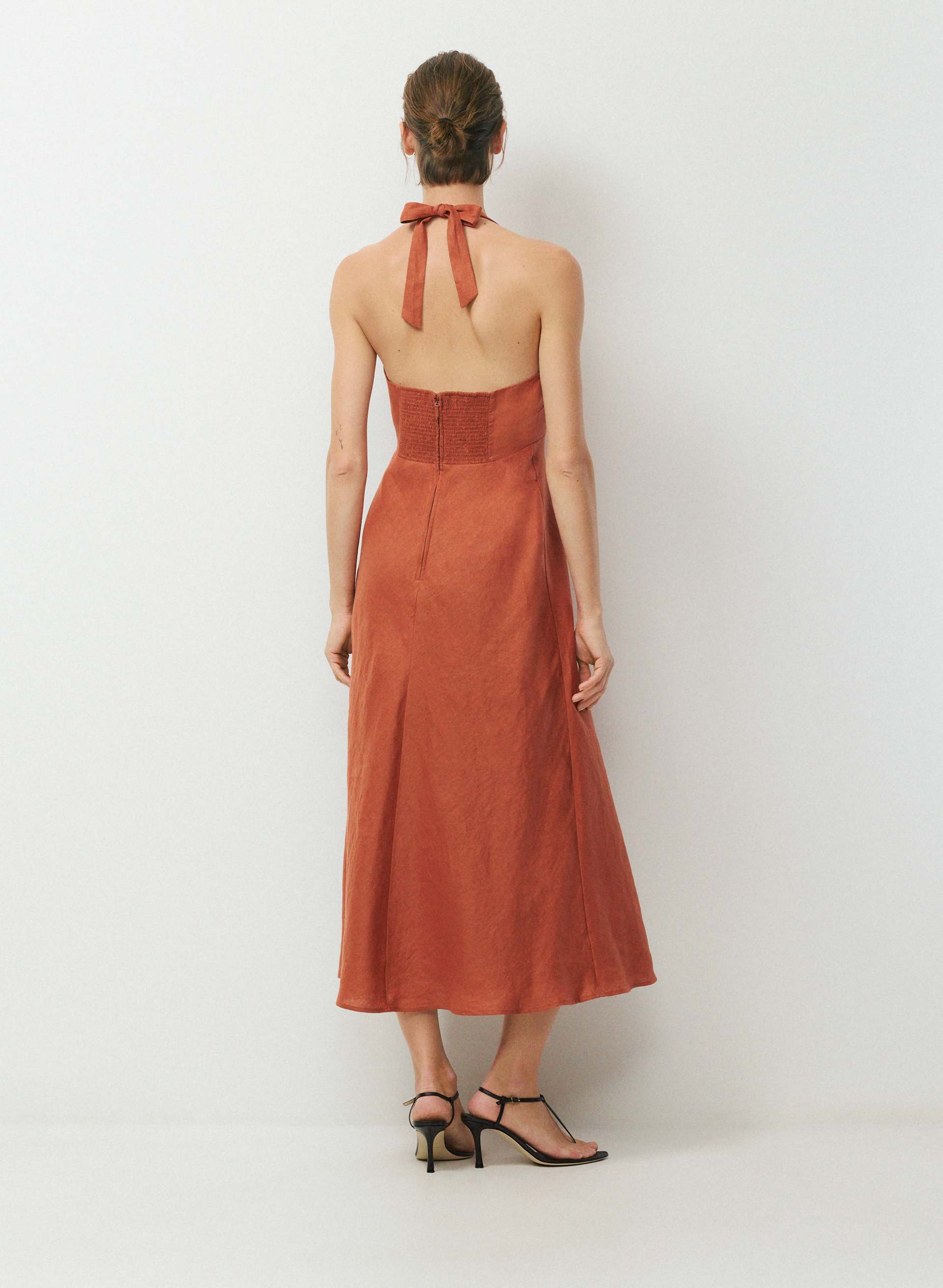 NIGHTSCAPE LINEN HALTER DRESS | Aritzia