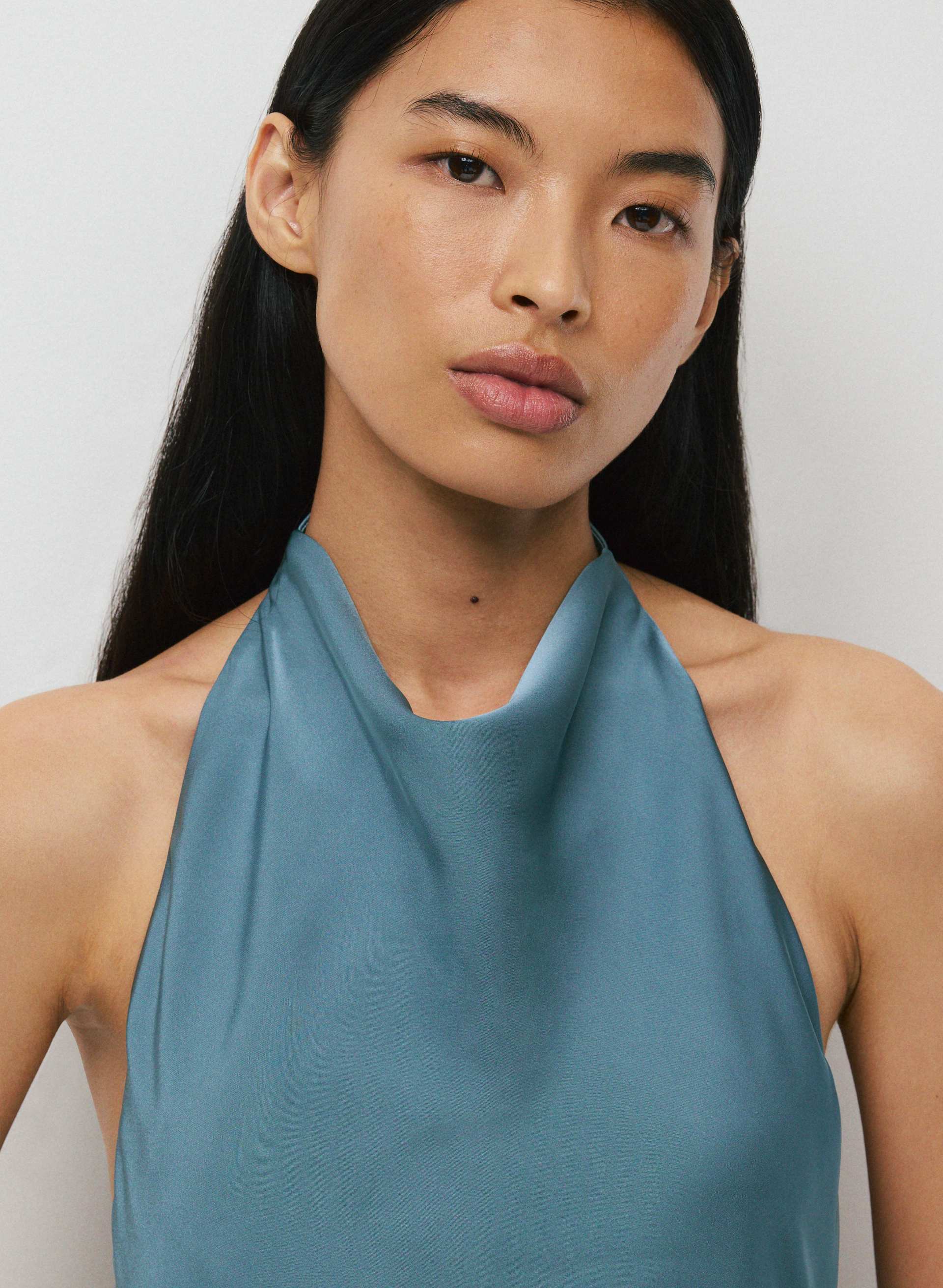 AUDIENCE SATIN MAXI HALTER DRESS | Aritzia