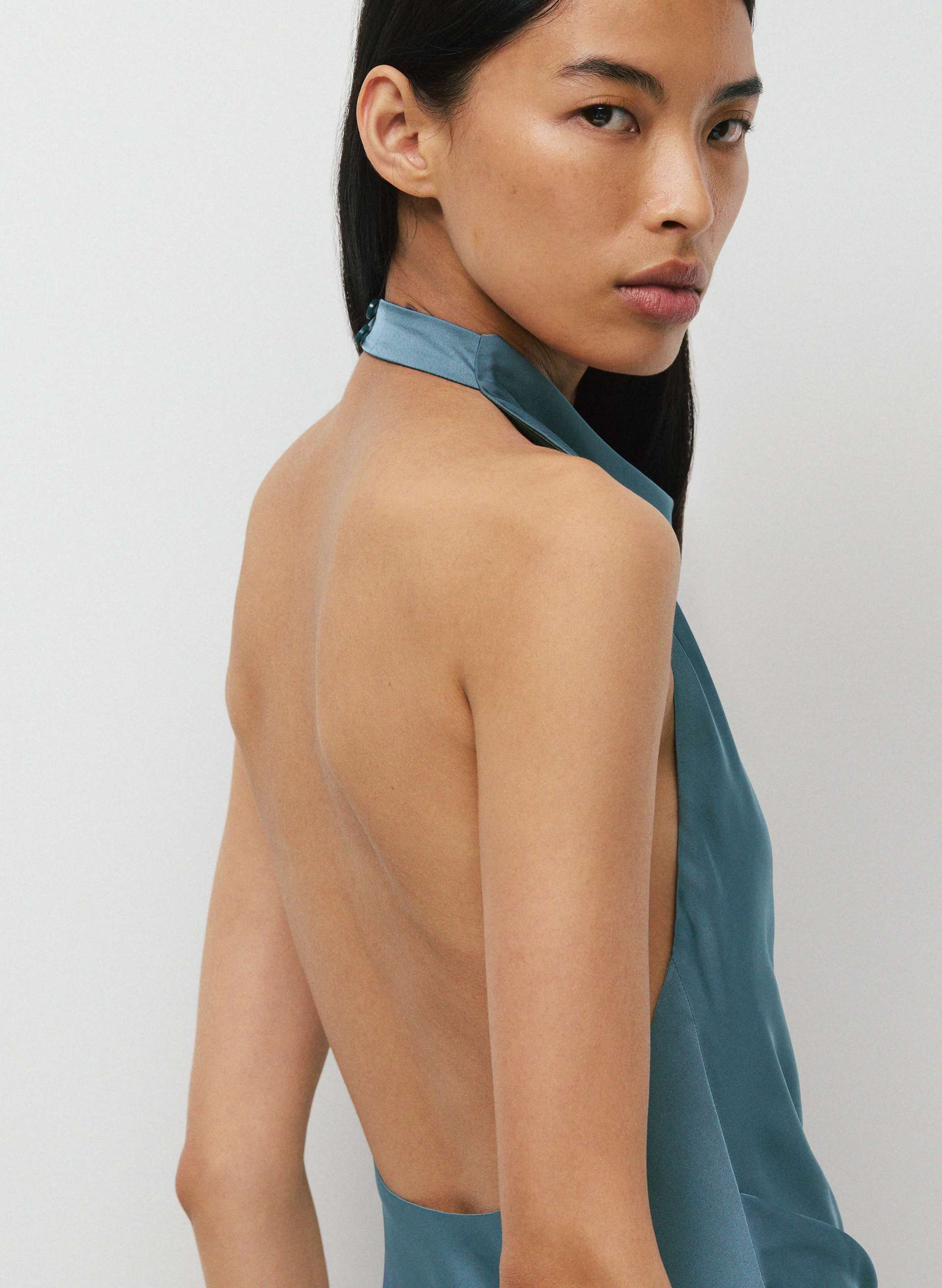 AUDIENCE SATIN MAXI HALTER DRESS | Aritzia