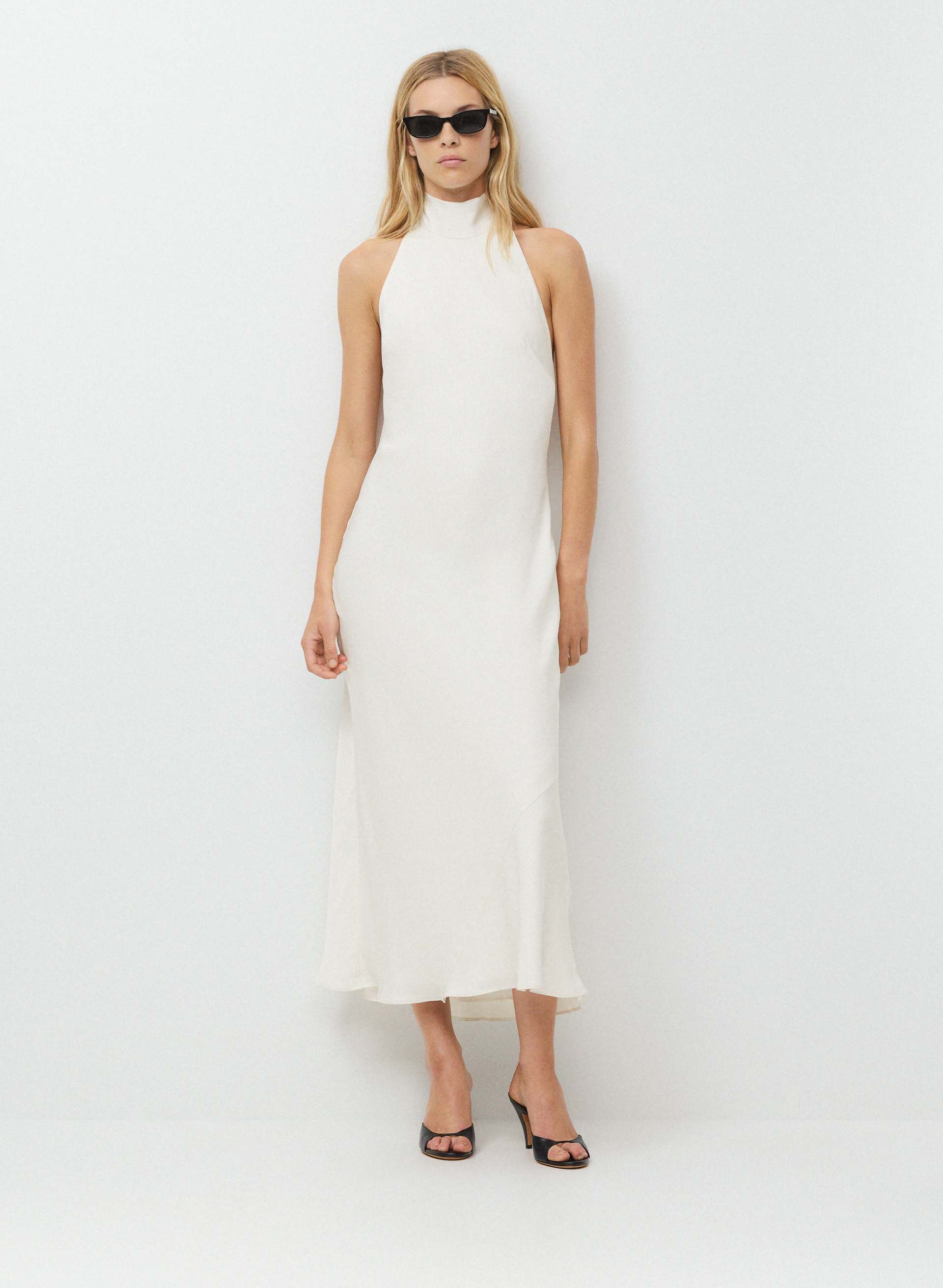 white halter neck dress satin Tidal New Arrival 2026