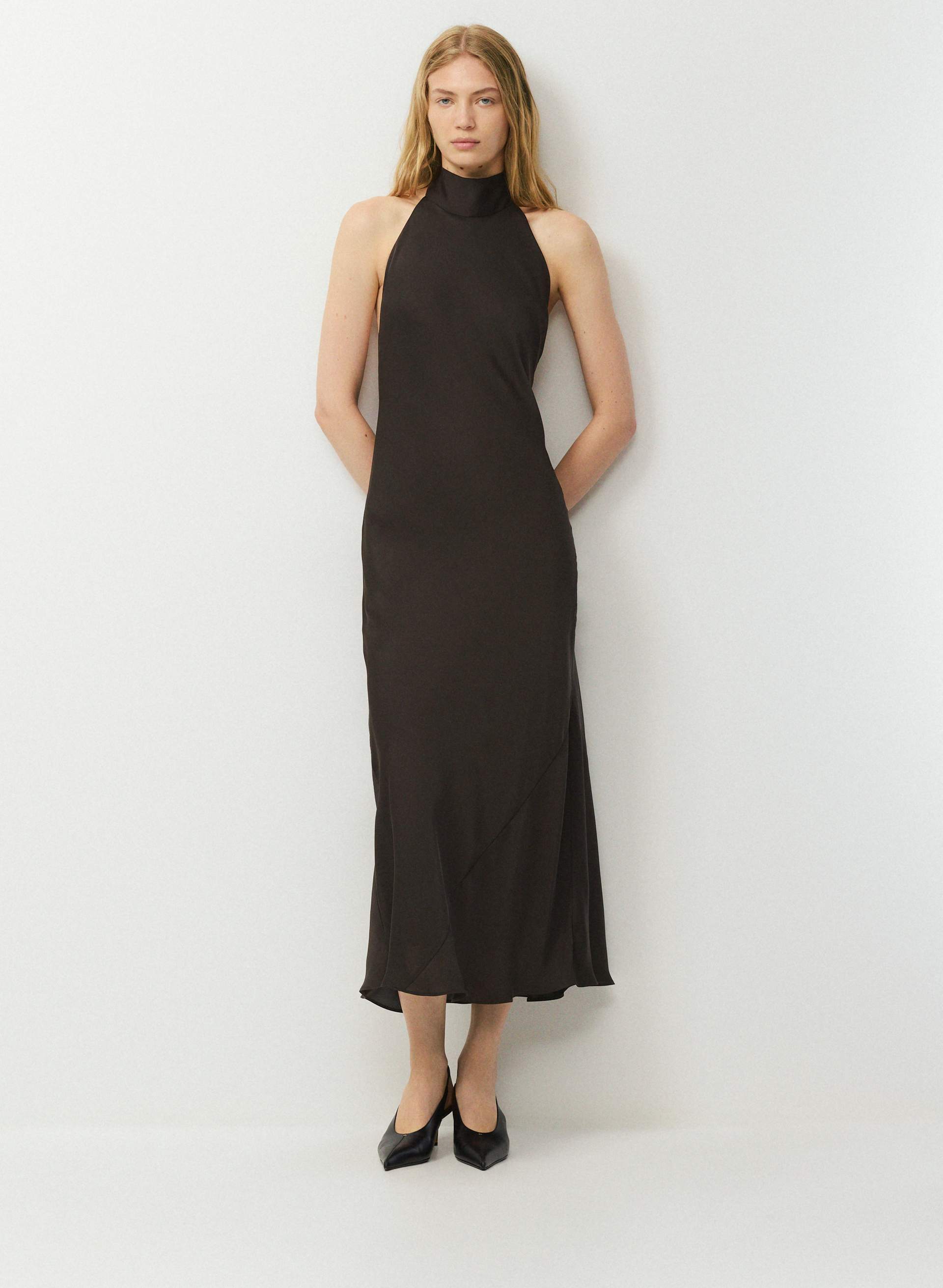 TIDAL SATIN HALTER DRESS | Aritzia