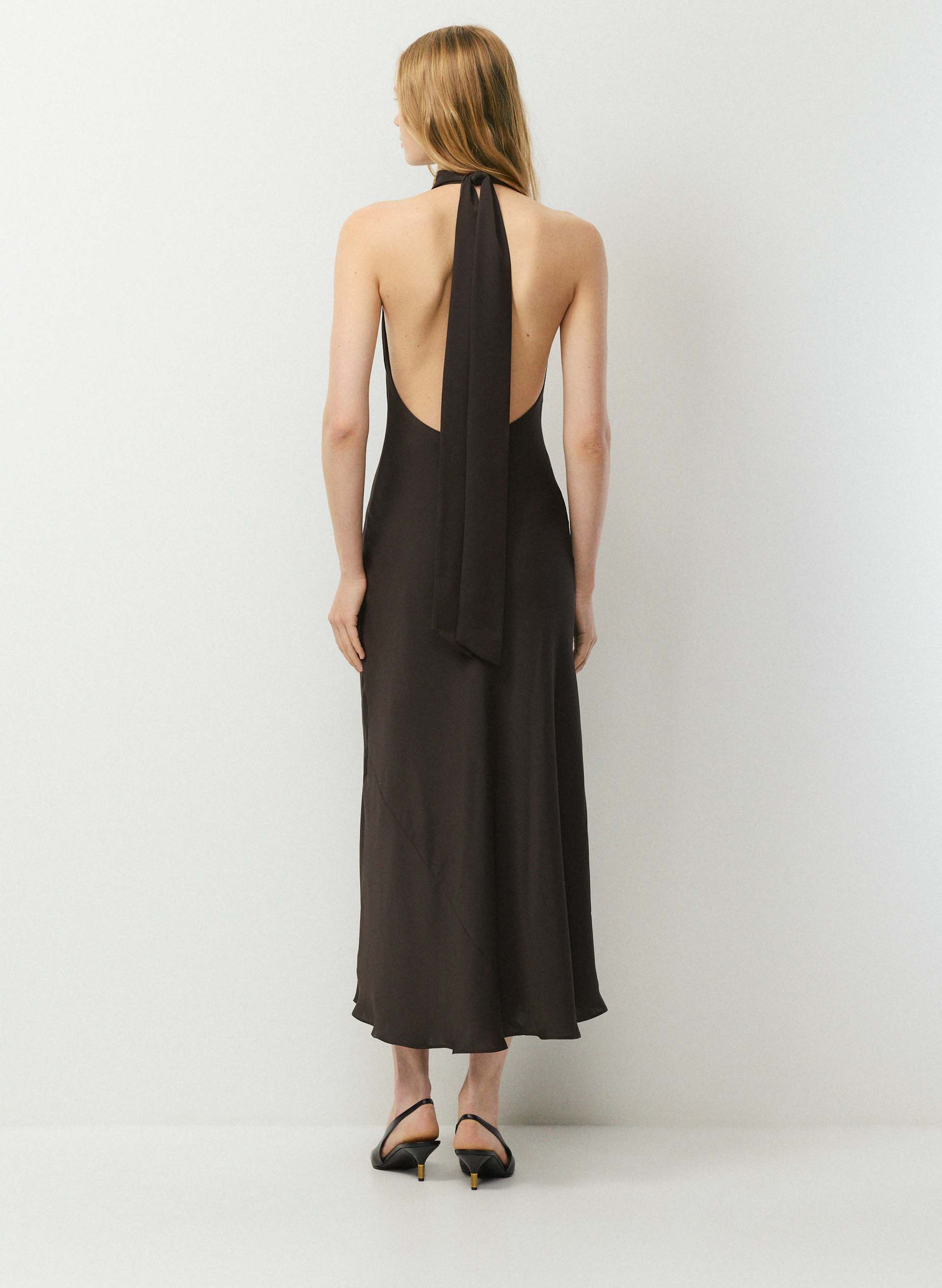 TIDAL SATIN HALTER DRESS | Aritzia