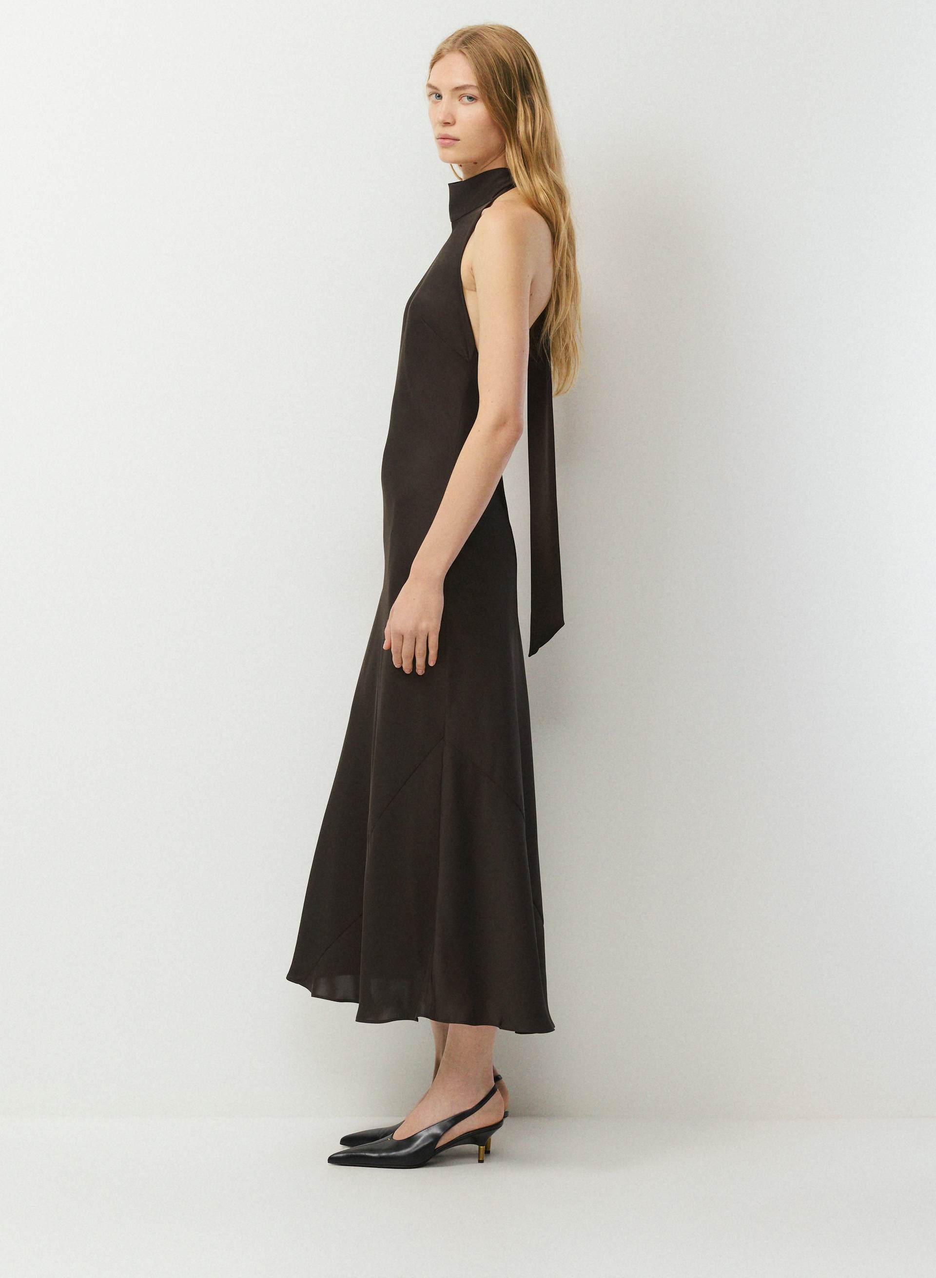 TIDAL SATIN HALTER DRESS | Aritzia