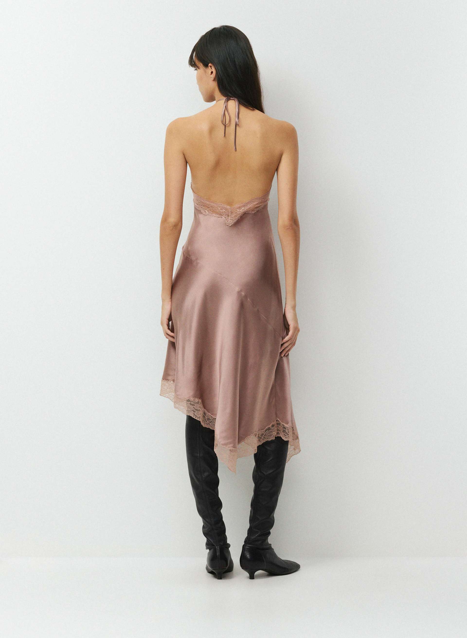 CHARIOT SILK HALTER DRESS | Aritzia