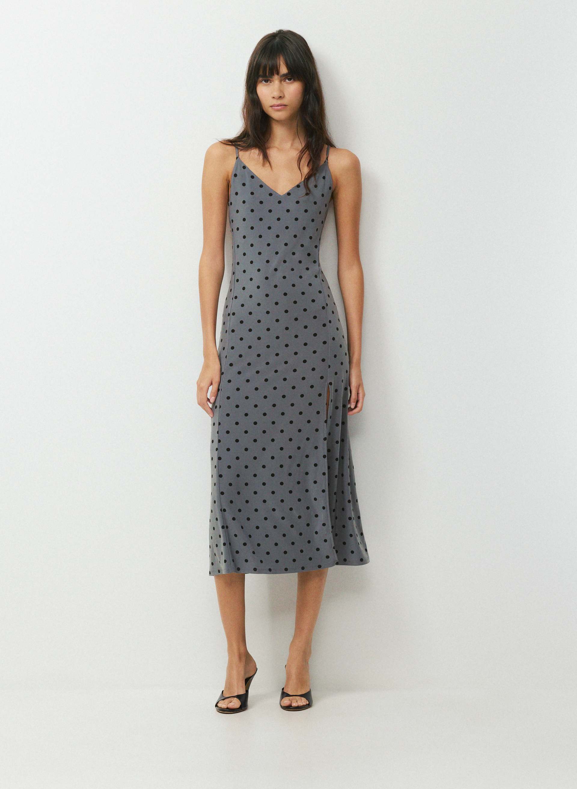 SMOOTH MATTER™ PROMENADE DRESS - Lined, opaque V-neck maxi dress with check pattern. 