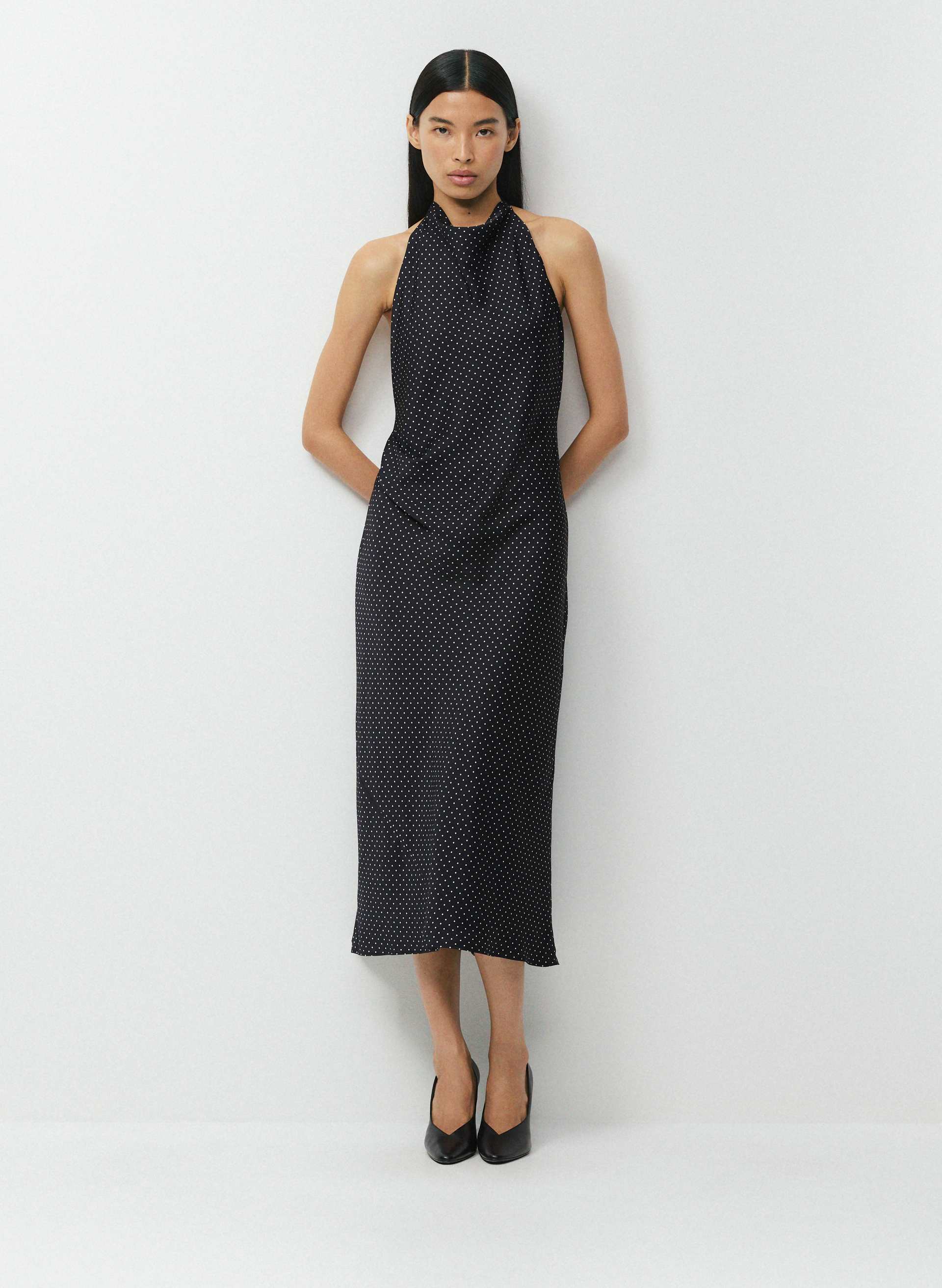 AUDIENCE SATIN MAXI HALTER DRESS - Japanese double satin bias-cut maxi halter dress. 