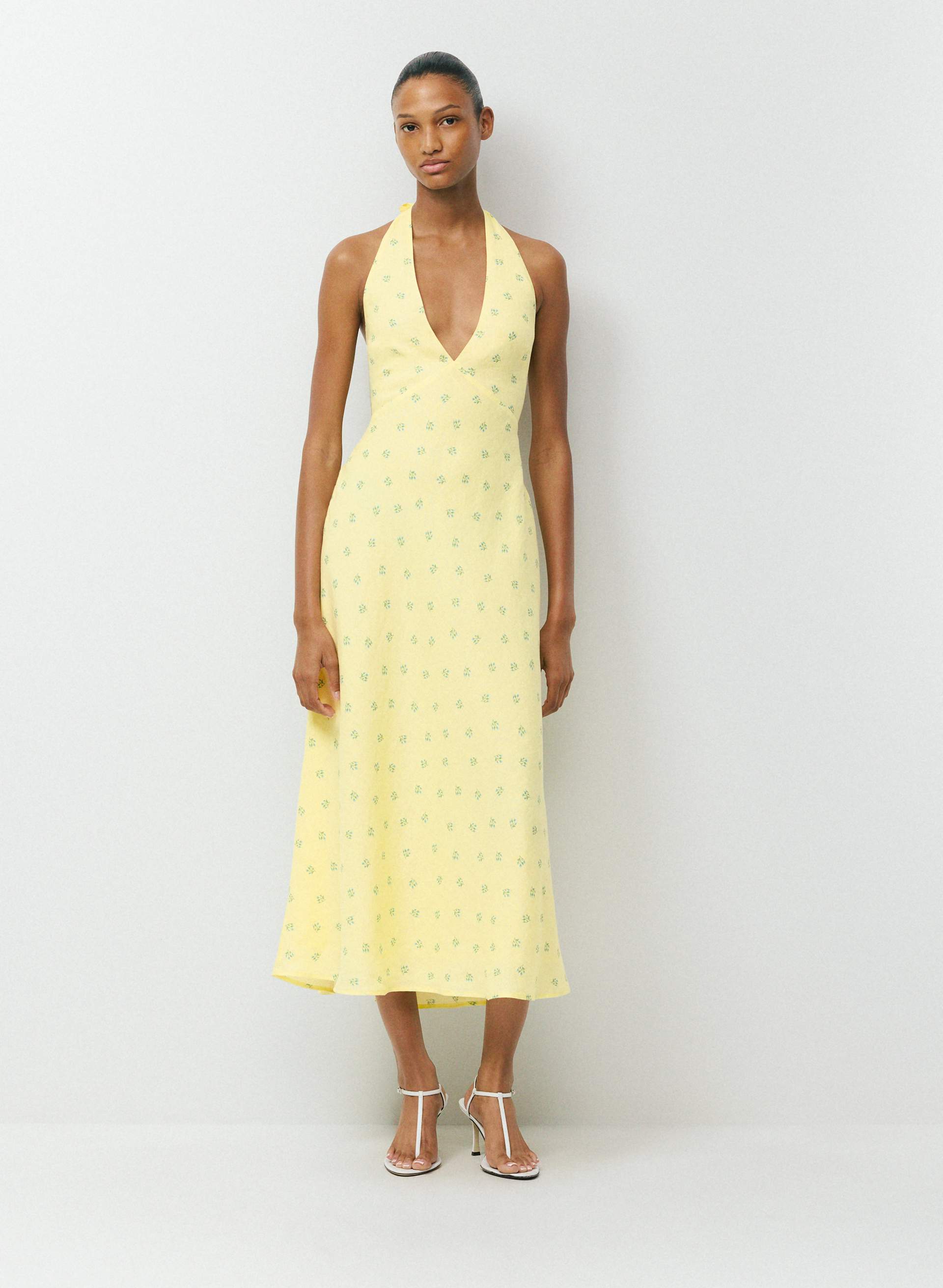 yellow linen halter dress Nightscape EU-SEPT-CN2