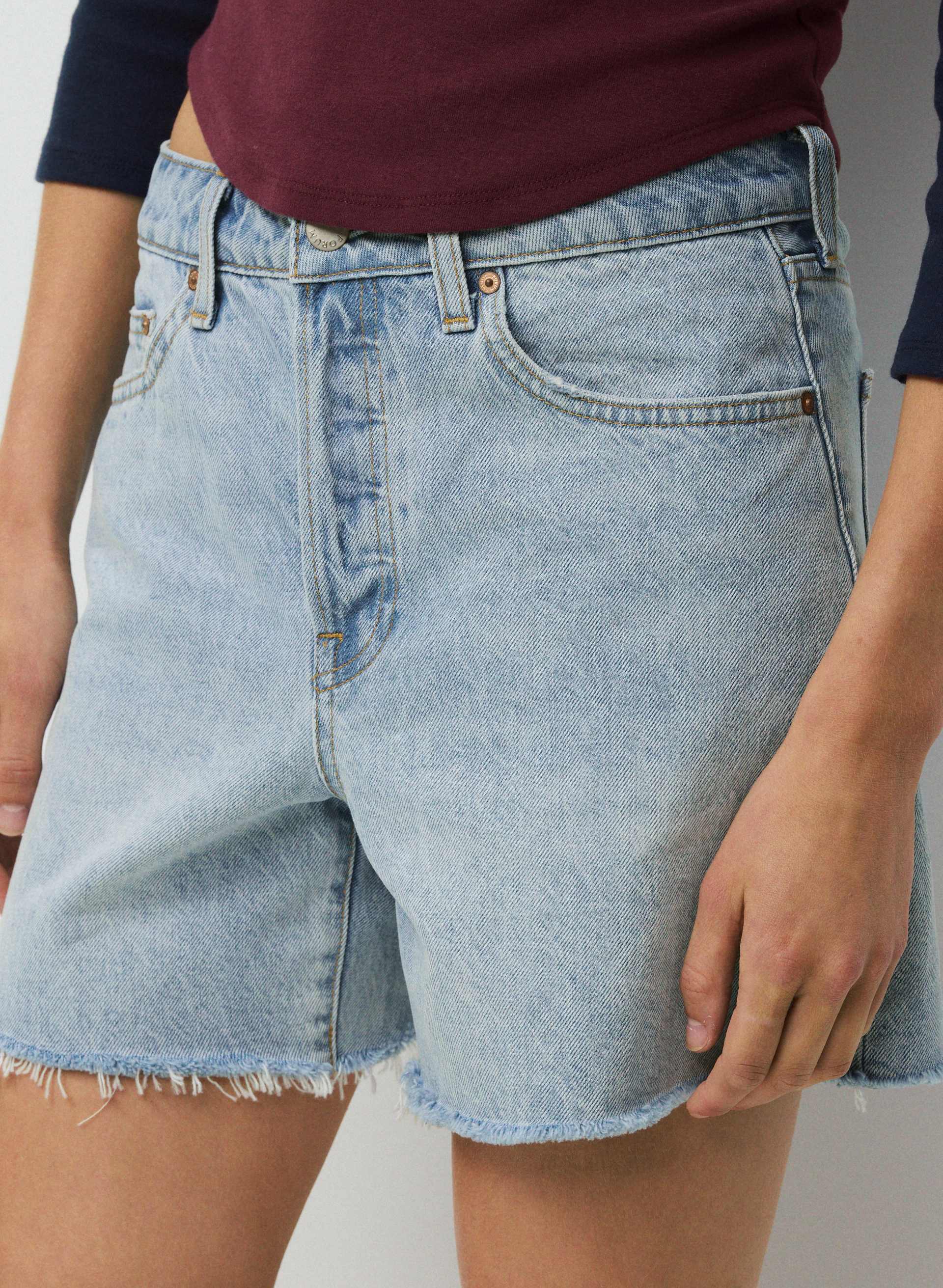 THE EX-BOYFRIEND HI MID-THIGH DENIM SHORT | Aritzia