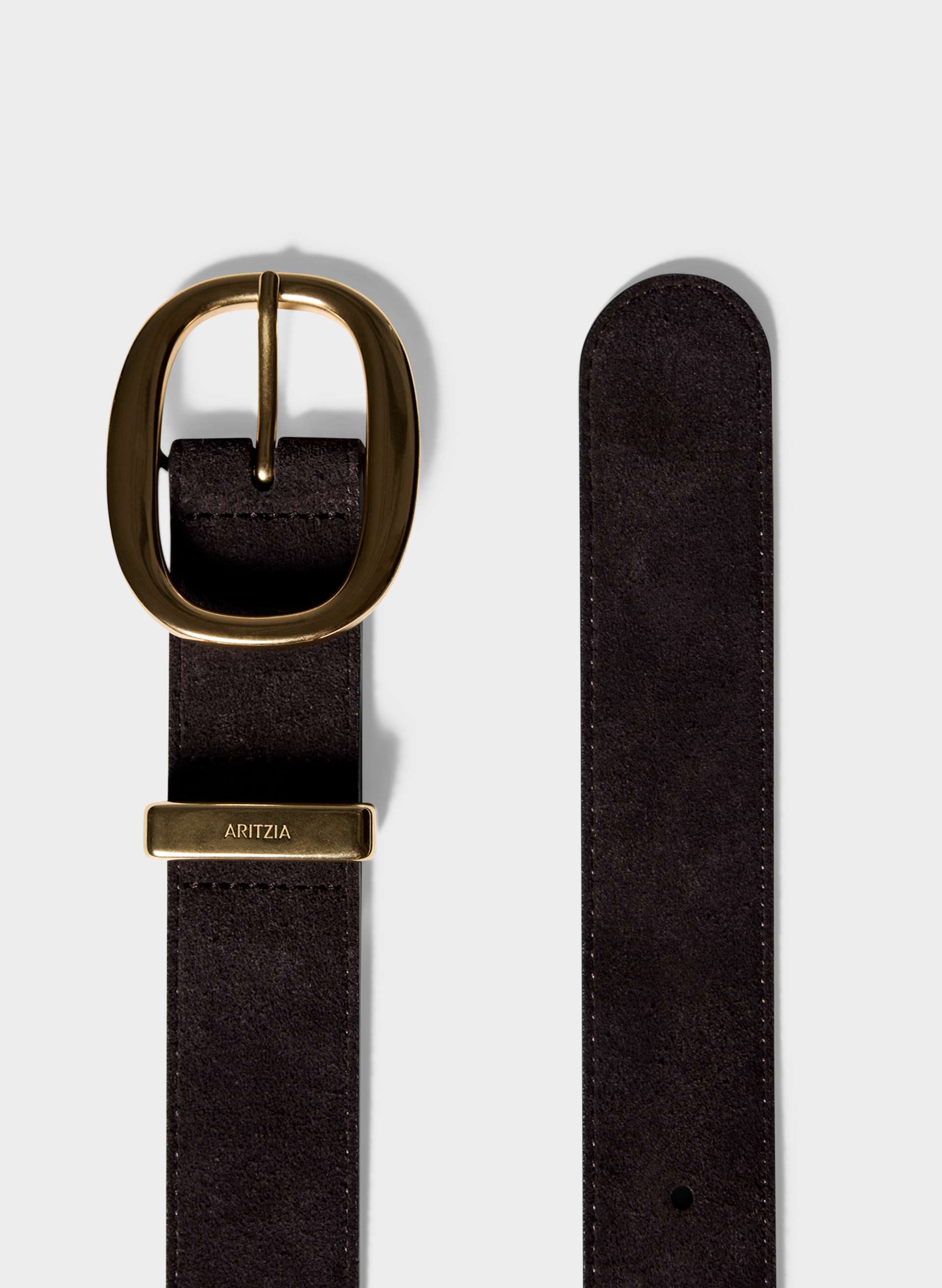 LIFETIME SOLID BRASS SUEDE WIDE BELT | Aritzia