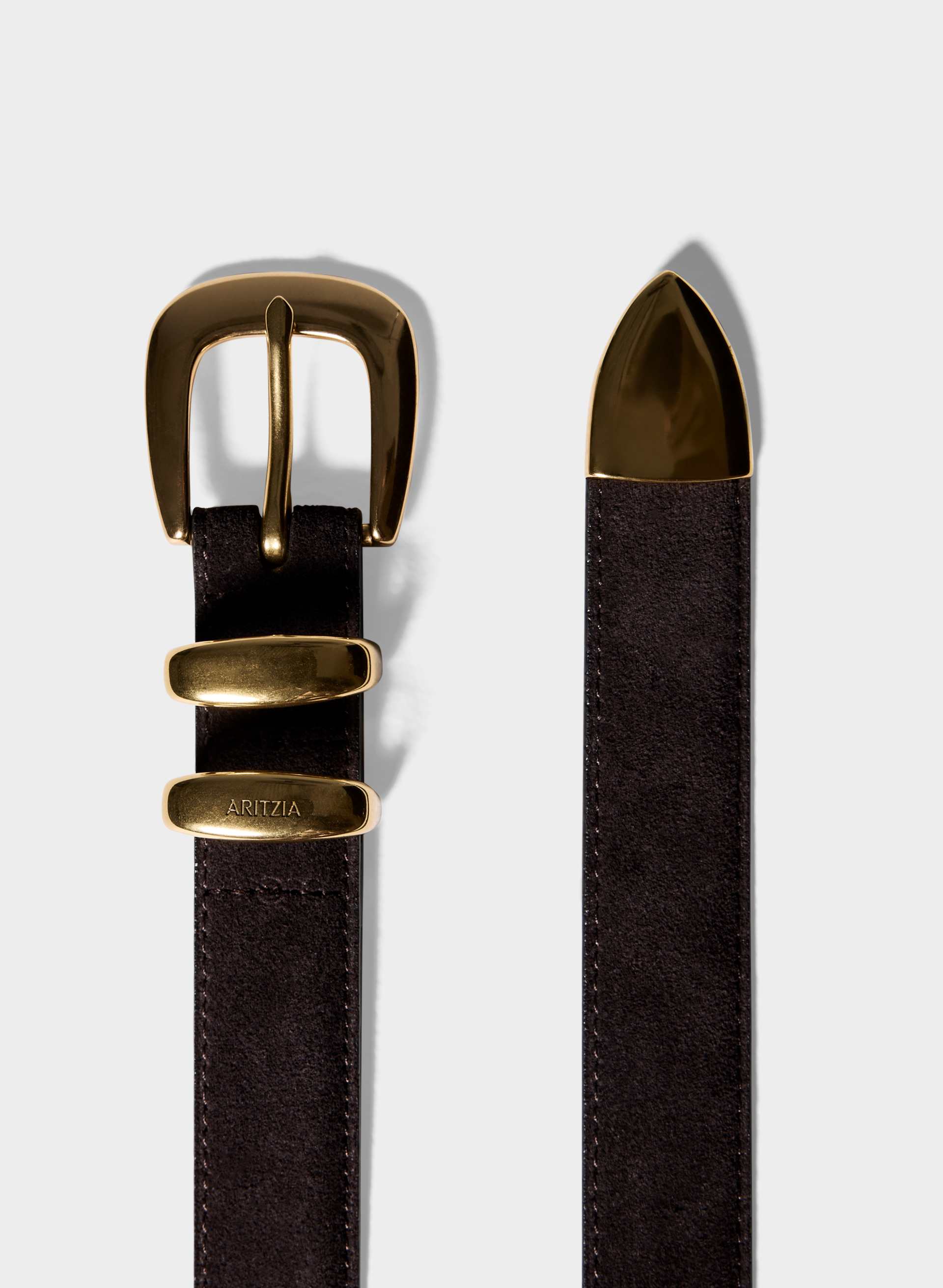 LEGENDARY SOLID BRASS SUEDE BELT | Aritzia