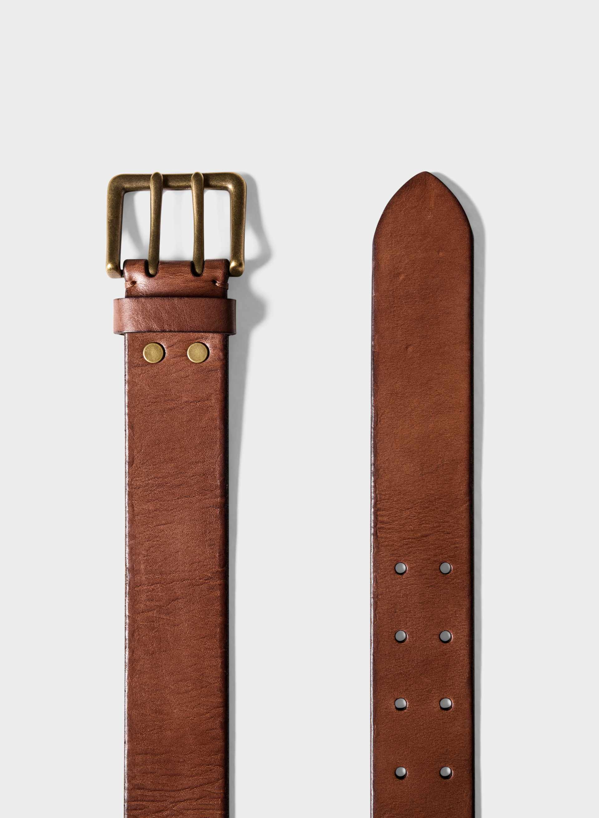 Paragon Solid Brass Leather Belt | Aritzia CA