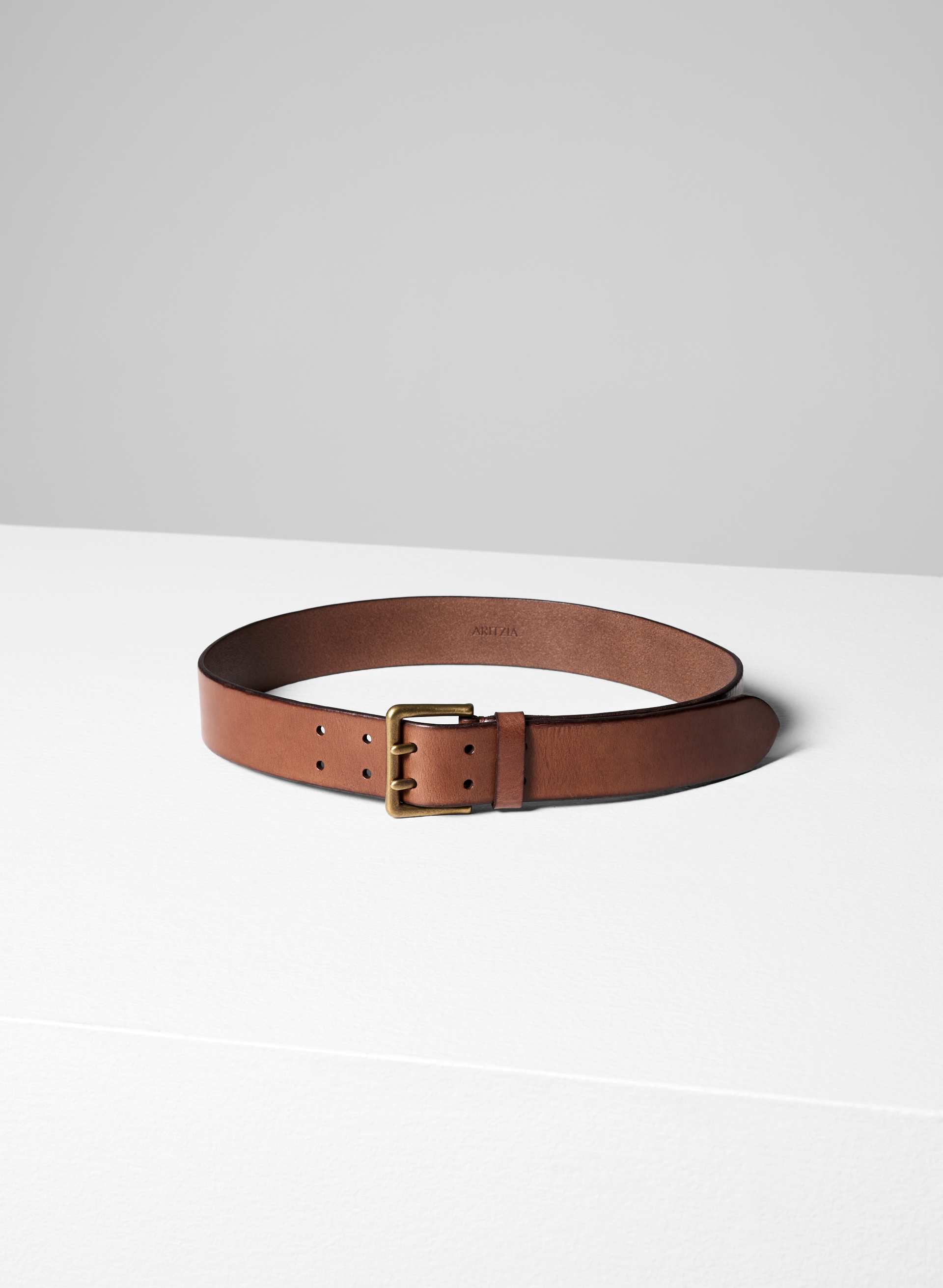 Paragon Solid Brass Leather Belt | Aritzia CA