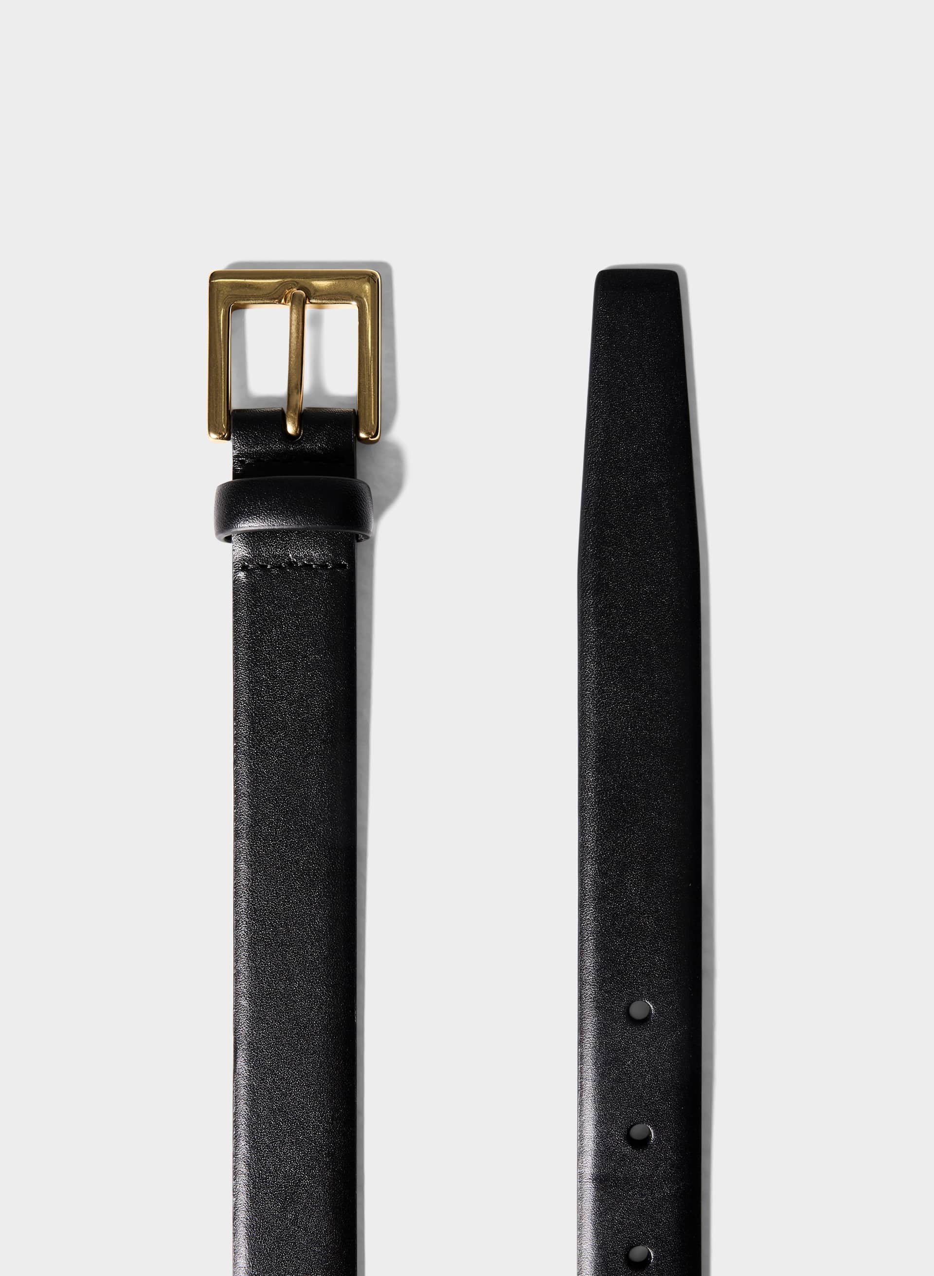 MYTHOS SOLID BRASS LEATHER BELT | Aritzia