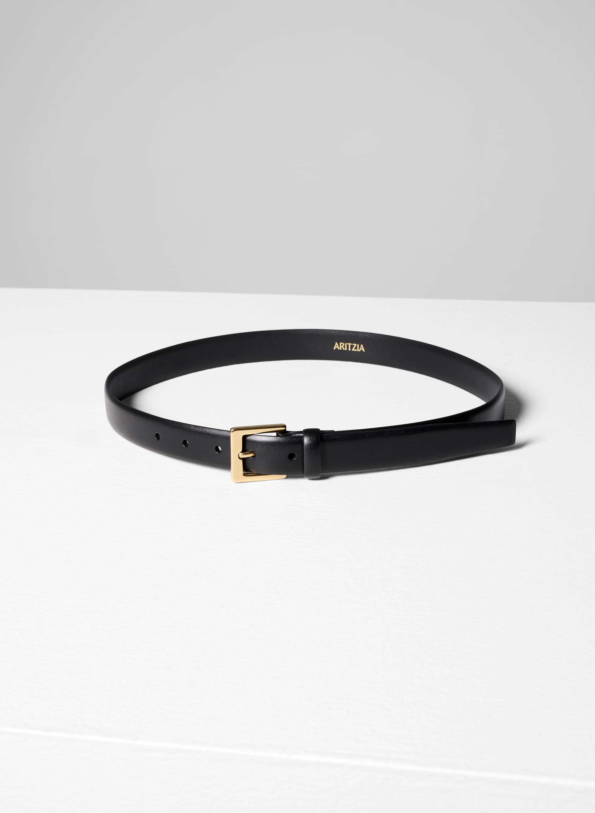 MYTHOS SOLID BRASS LEATHER BELT | Aritzia