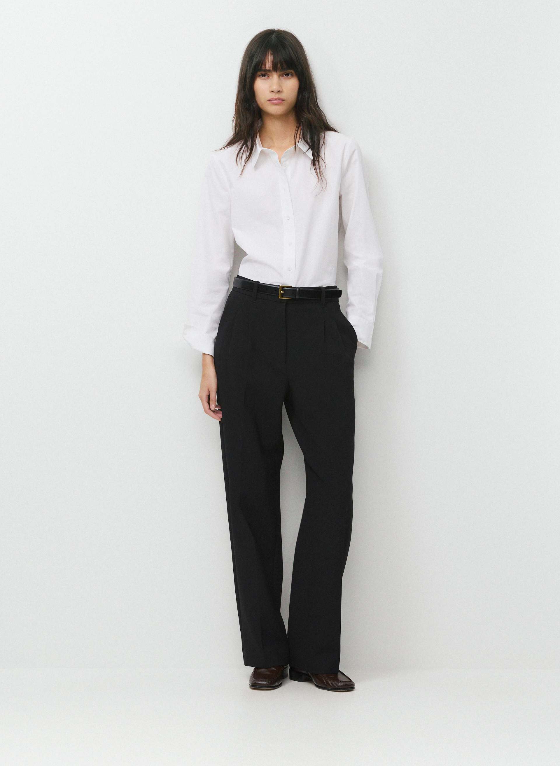 MYTHOS SOLID BRASS LEATHER BELT | Aritzia