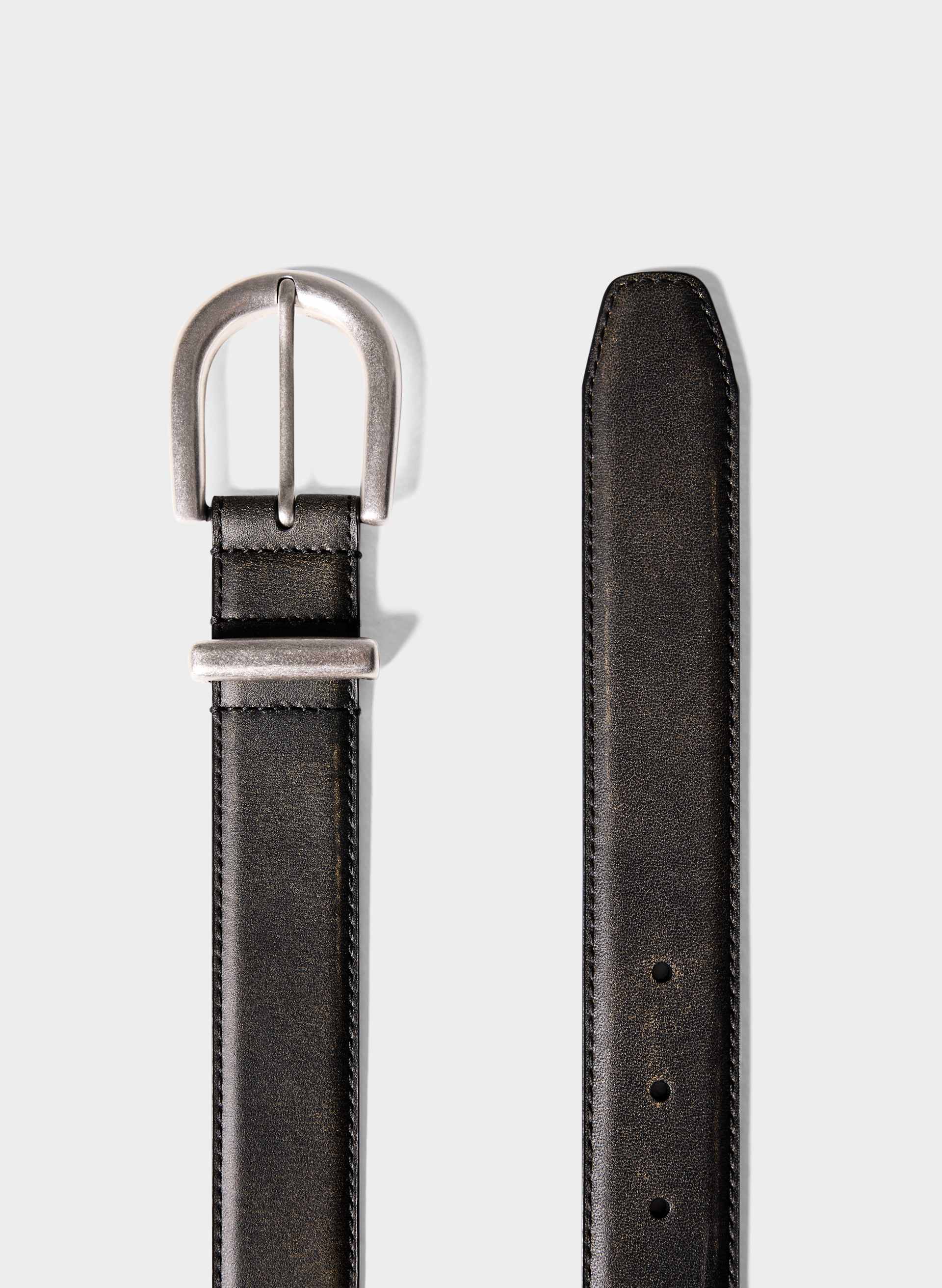ACCENT SOLID BRASS LEATHER WIDE BELT | Aritzia