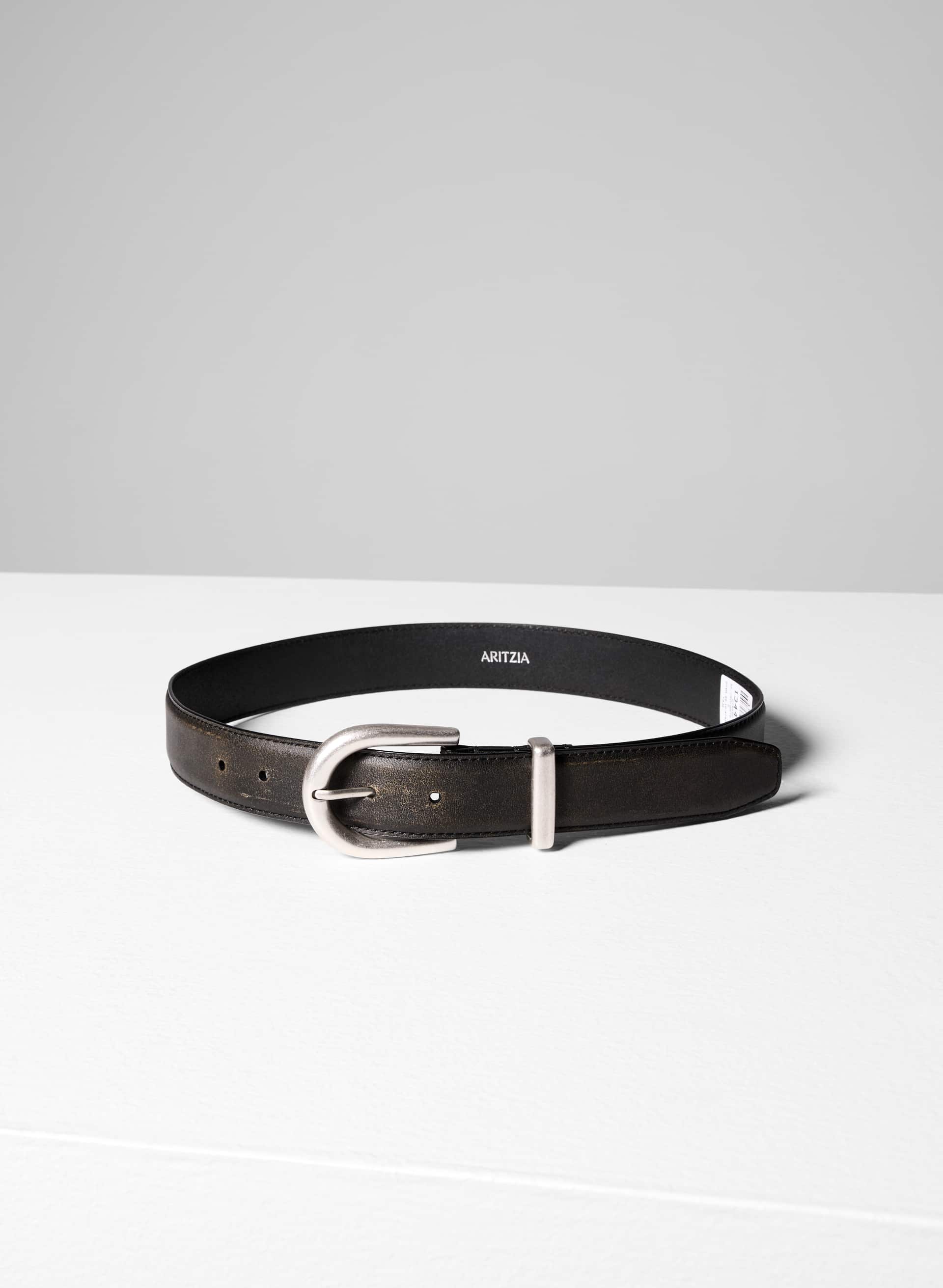 ACCENT SOLID BRASS LEATHER WIDE BELT | Aritzia