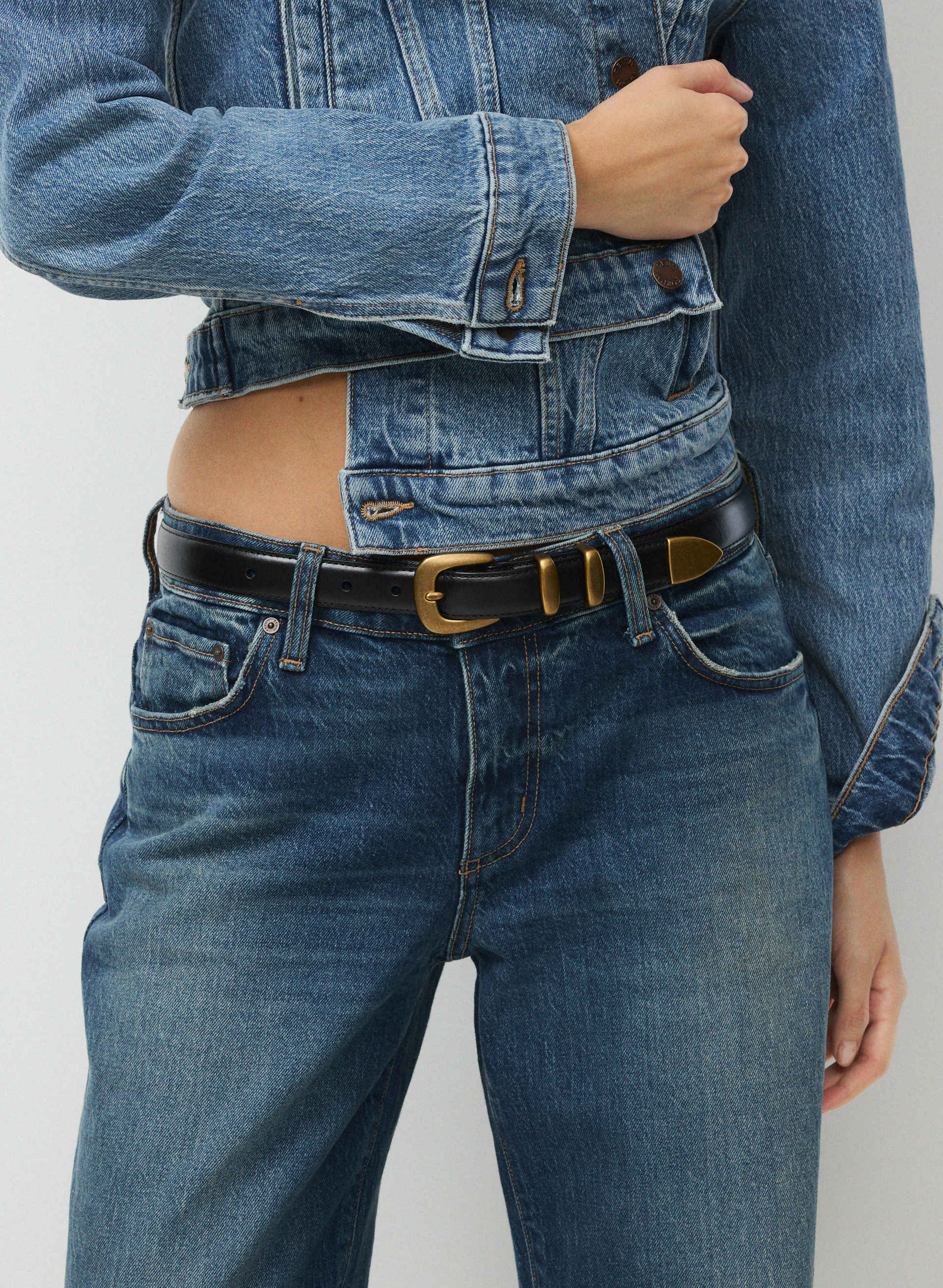 Legendary Solid Brass Leather Belt | Aritzia US