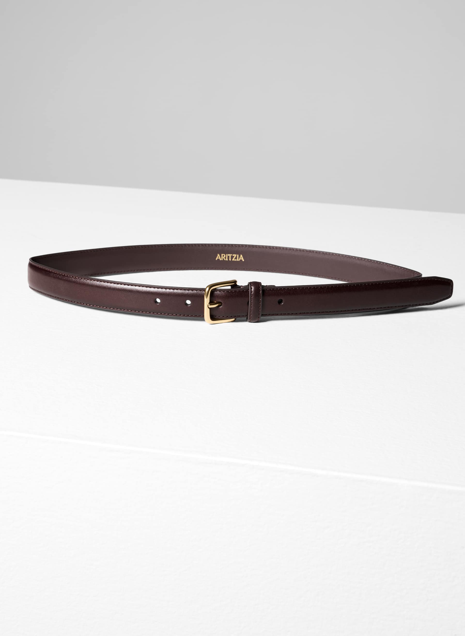 ESSENTIAL SOLID BRASS LEATHER BELT | Aritzia