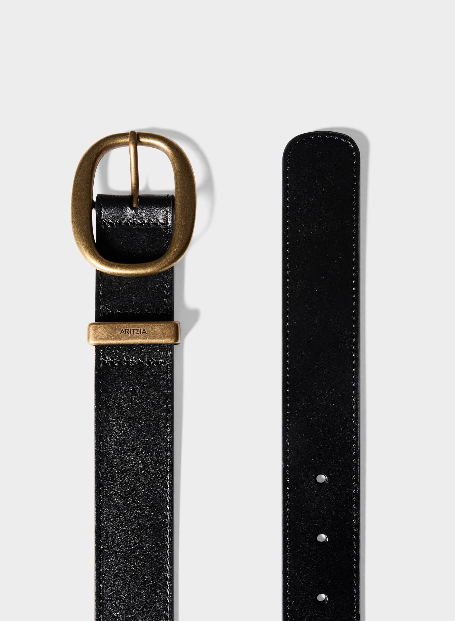 LIFETIME SOLID BRASS LEATHER WIDE BELT | Aritzia