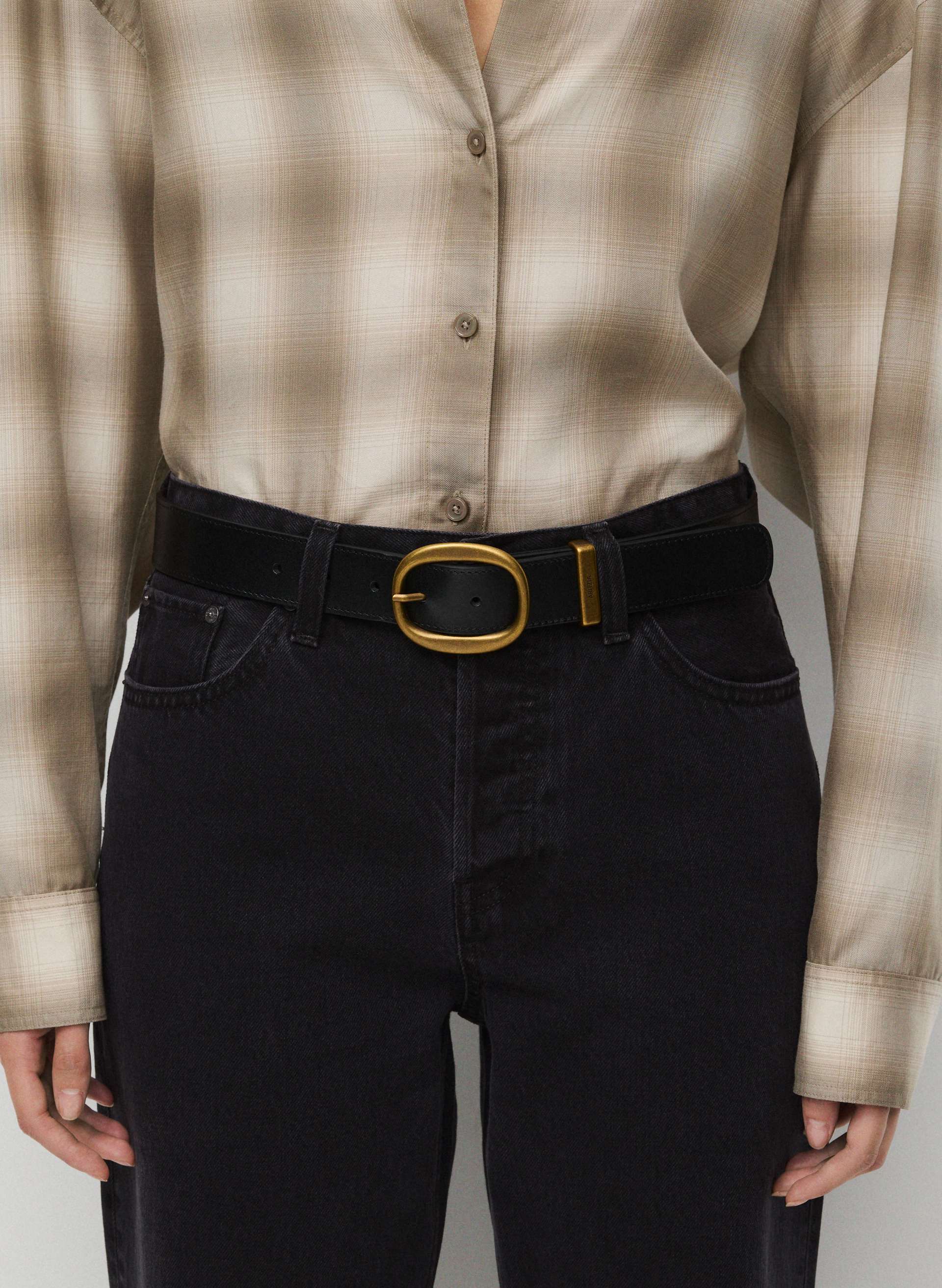 LIFETIME SOLID BRASS LEATHER WIDE BELT | Aritzia