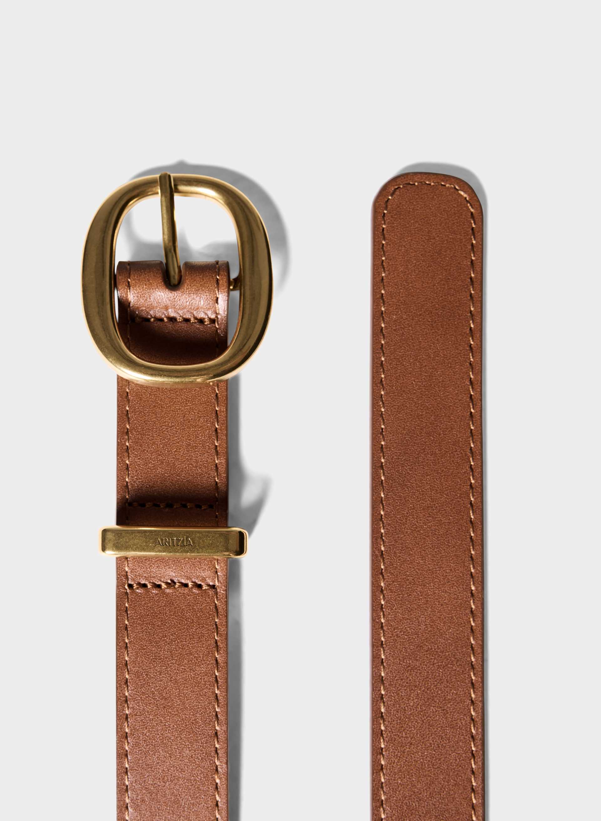 LIFETIME SOLID BRASS LEATHER BELT | Aritzia