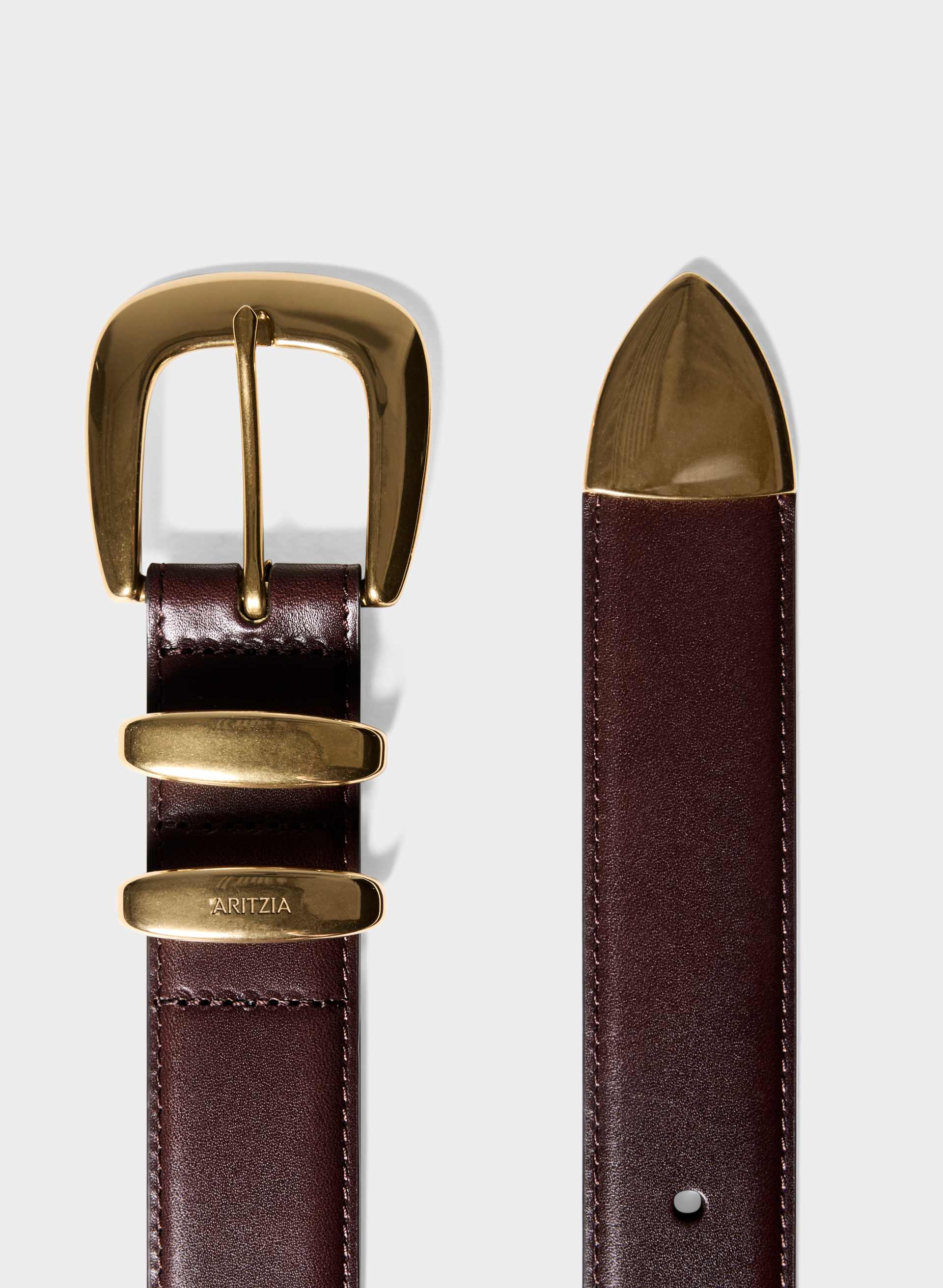 LEGENDARY SOLID BRASS LEATHER WIDE BELT | Aritzia