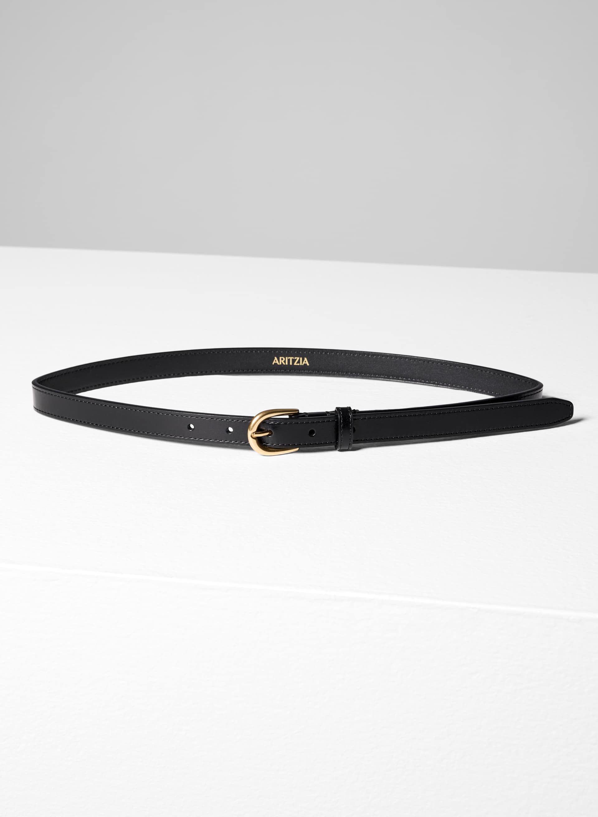 ACCENT SOLID BRASS SLIM BELT | Aritzia