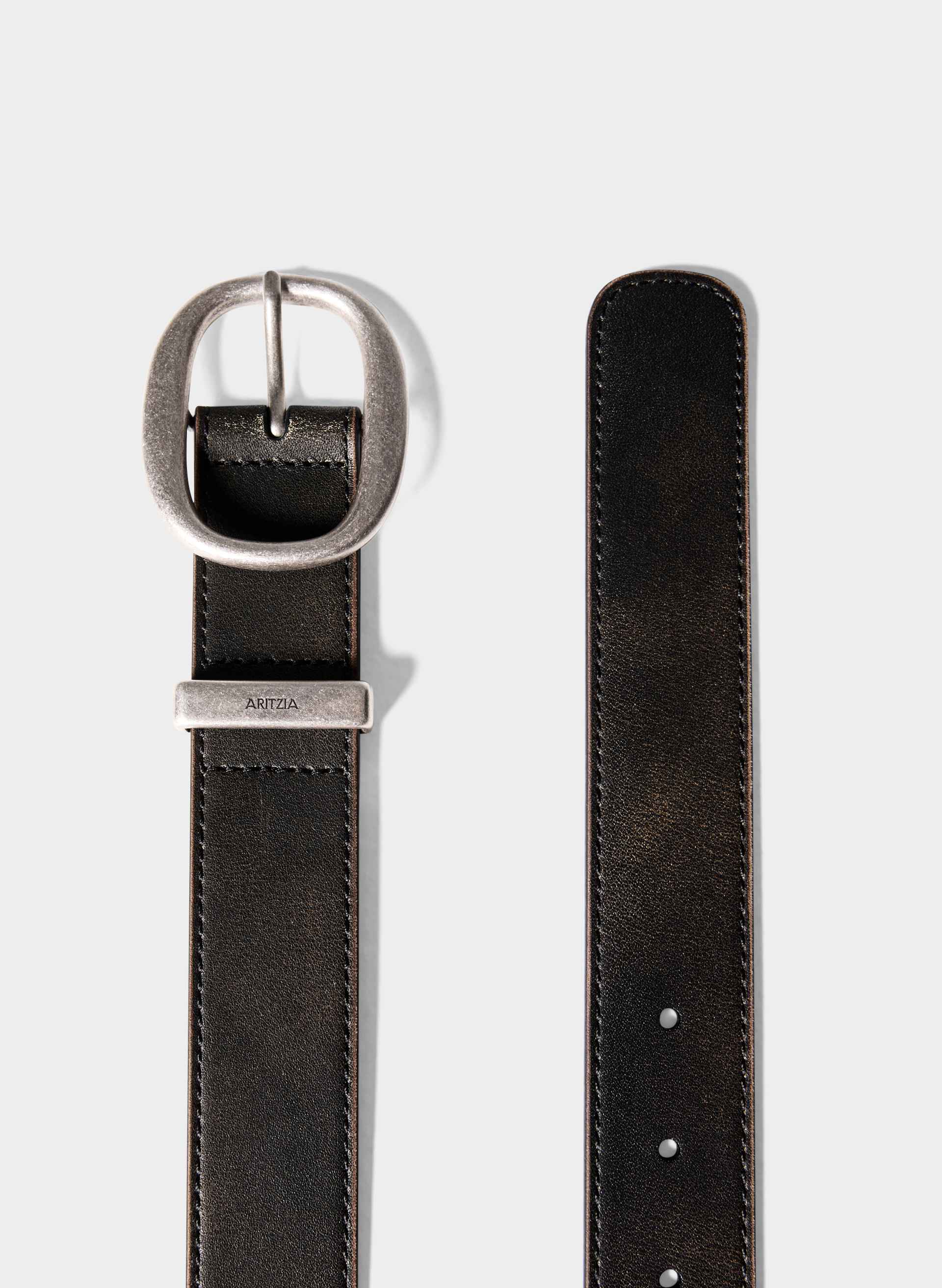 LIFETIME SOLID BRASS LEATHER WIDE BELT | Aritzia