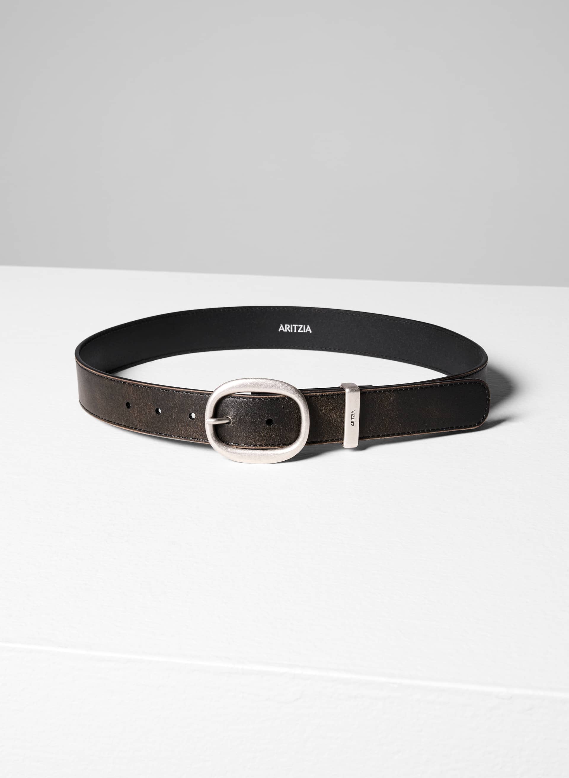 LIFETIME SOLID BRASS LEATHER WIDE BELT | Aritzia