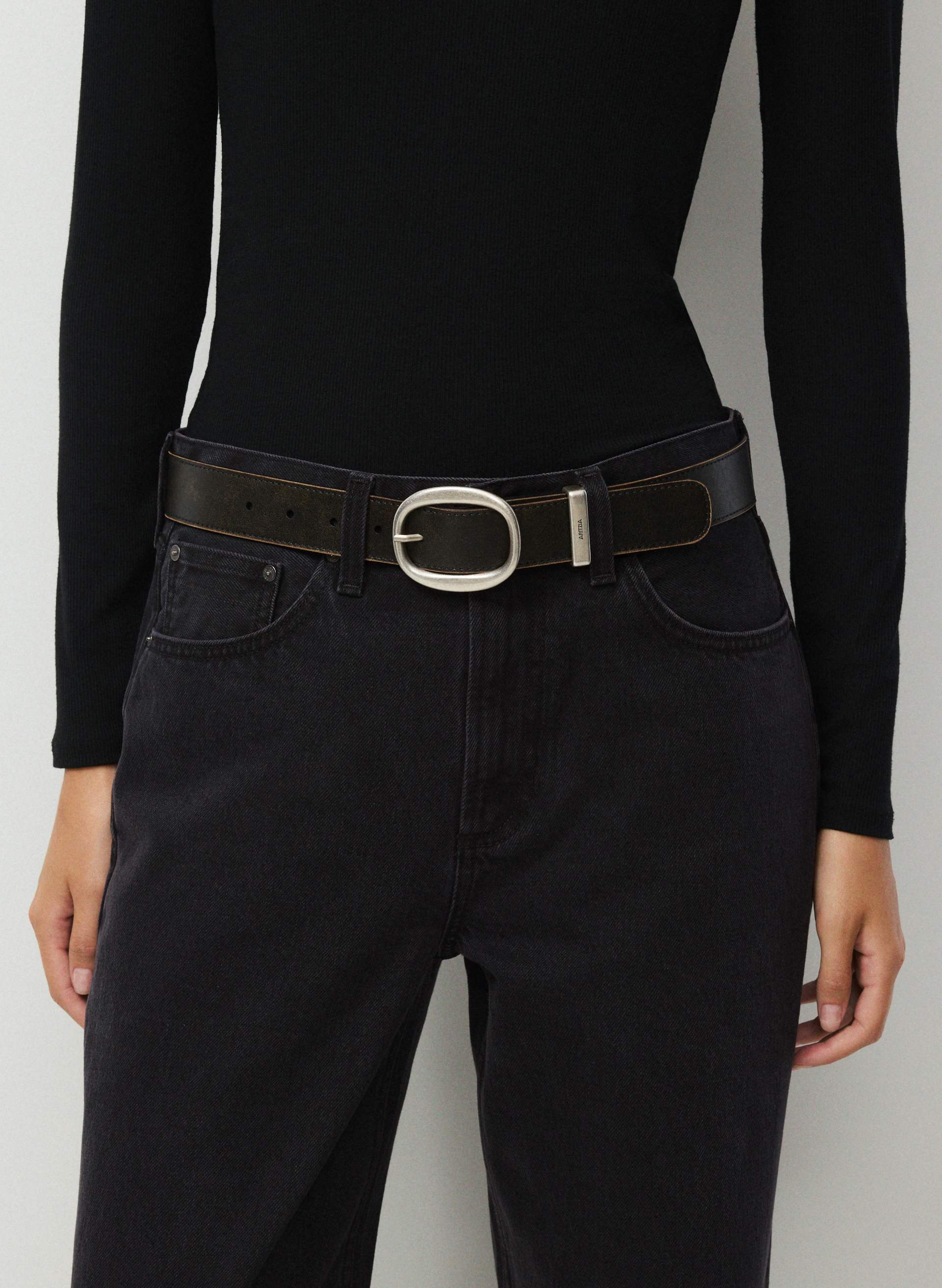 LIFETIME SOLID BRASS LEATHER WIDE BELT | Aritzia