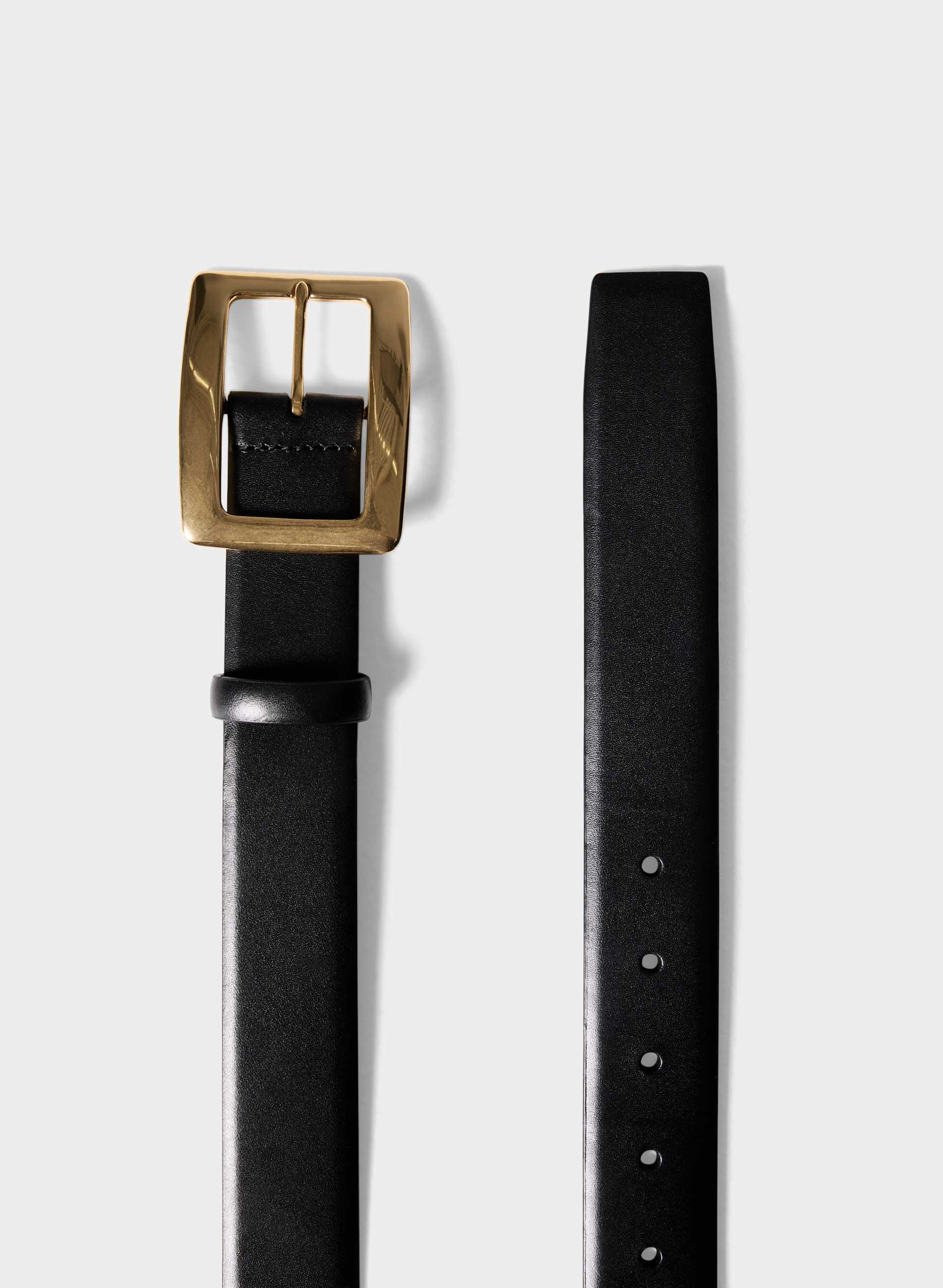 EDIFICE SOLID BRASS LEATHER BELT | Aritzia