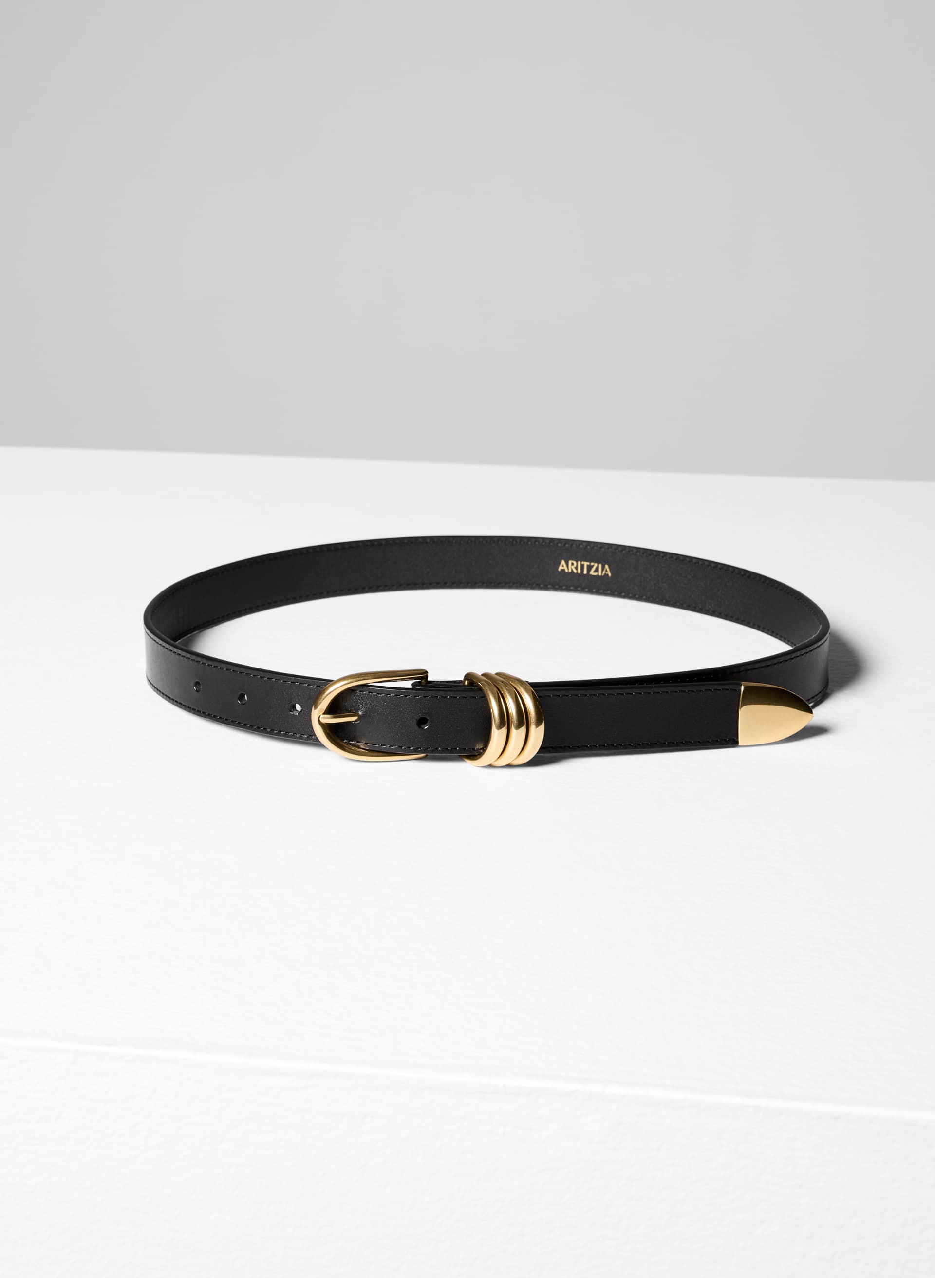 OPULENCE SOLID BRASS LEATHER BELT | Aritzia