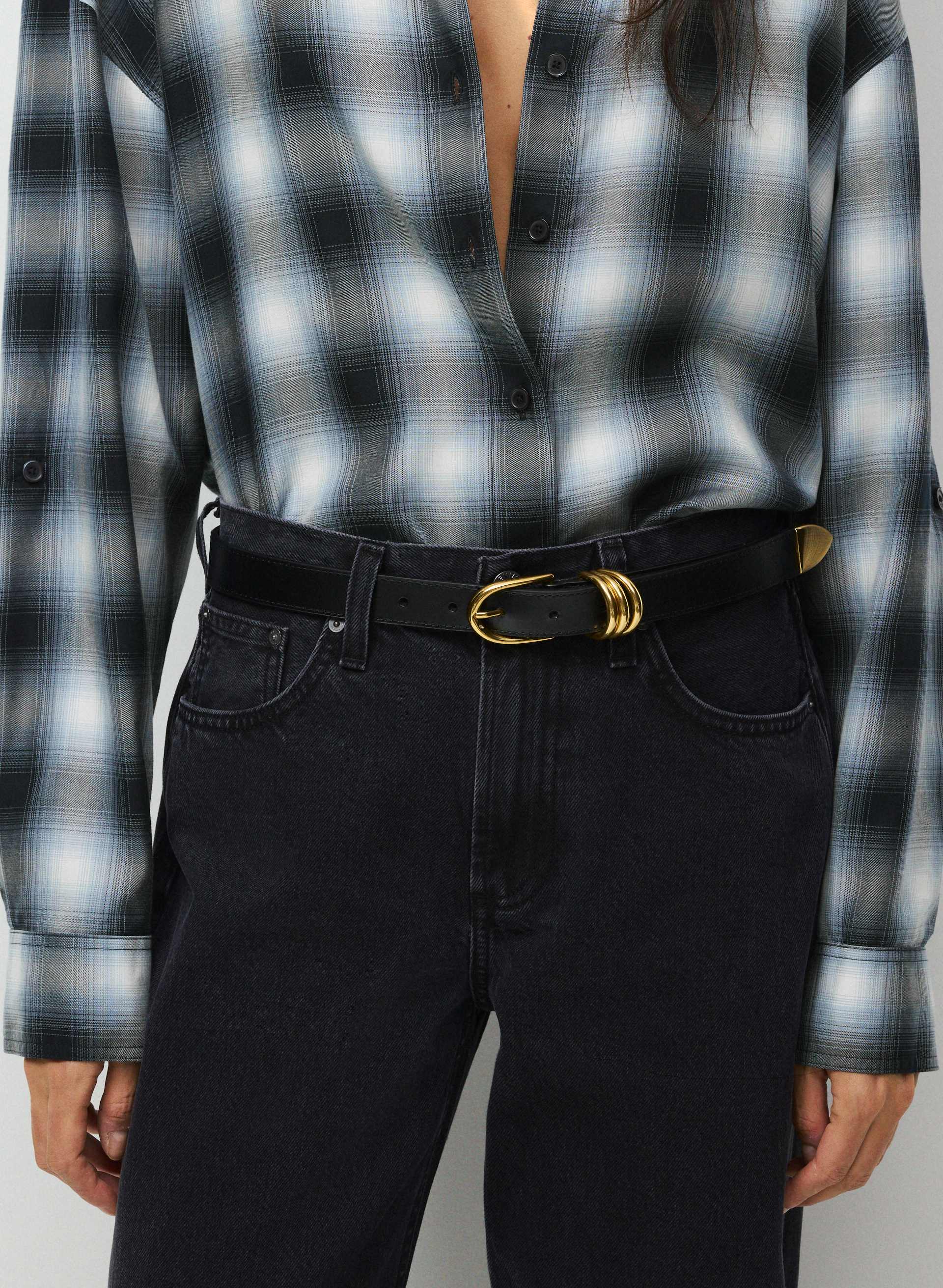 OPULENCE SOLID BRASS LEATHER BELT | Aritzia