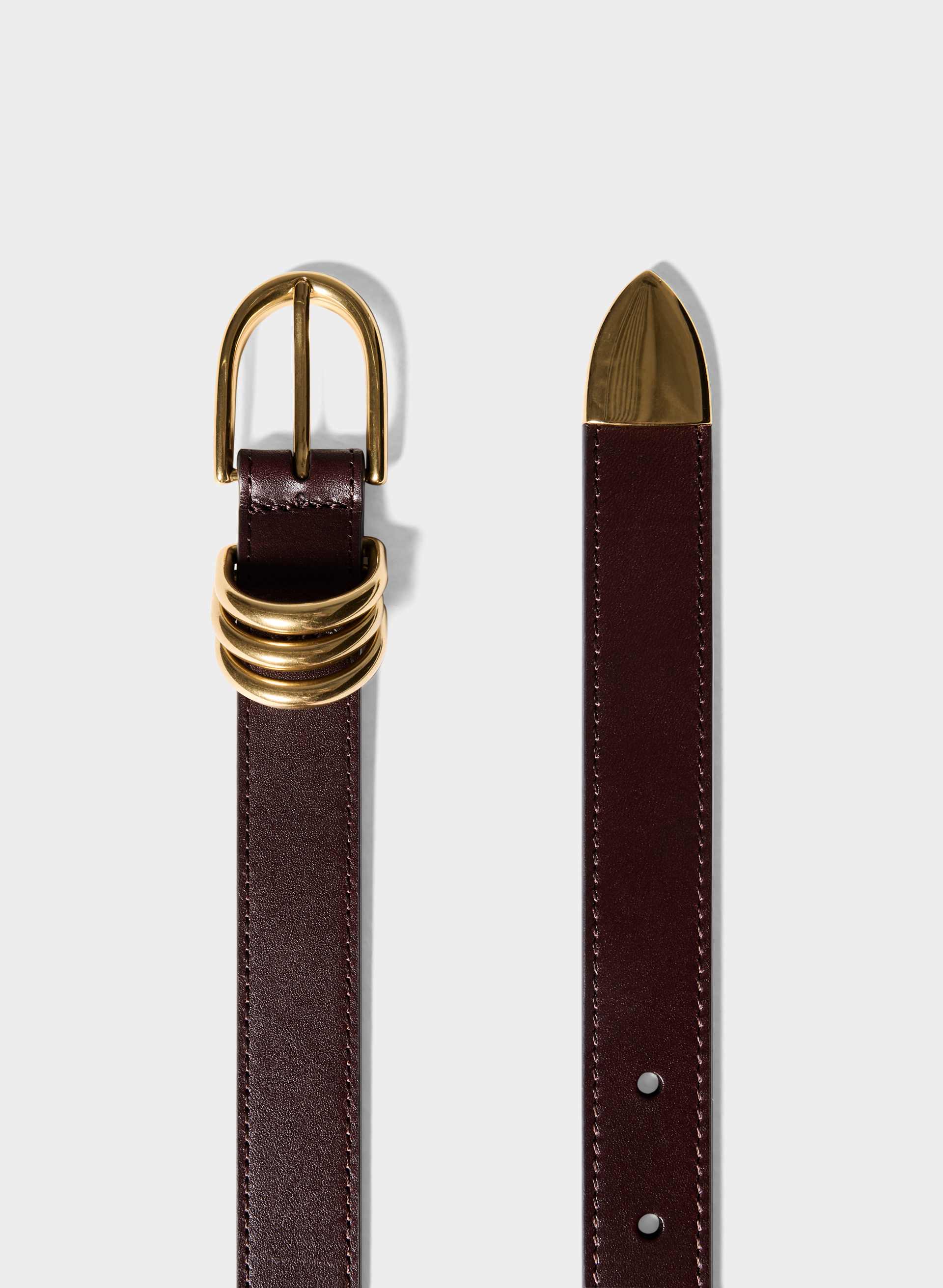 OPULENCE SOLID BRASS LEATHER BELT | Aritzia