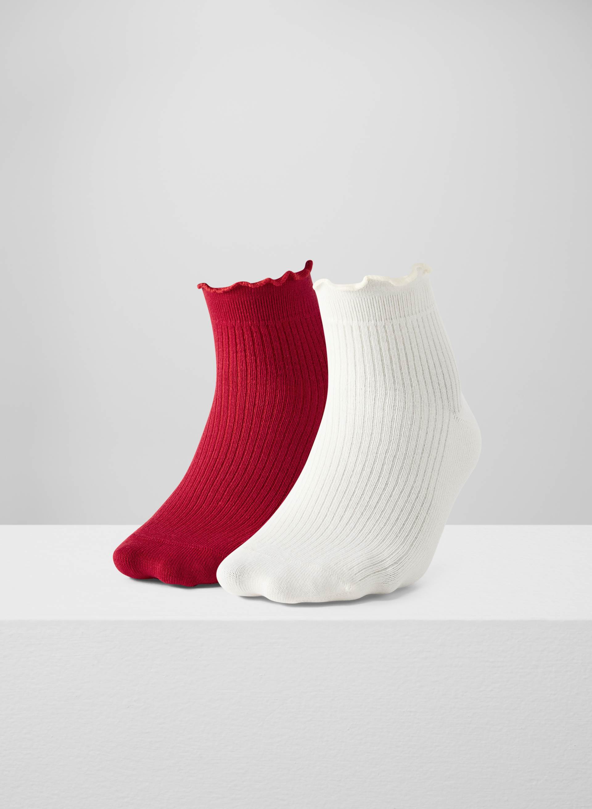 SUGARPLUM ANKLE SOCK 2-PACK - Ruffled-edge SUPIMA® cotton ankle socks, 2-pack. 