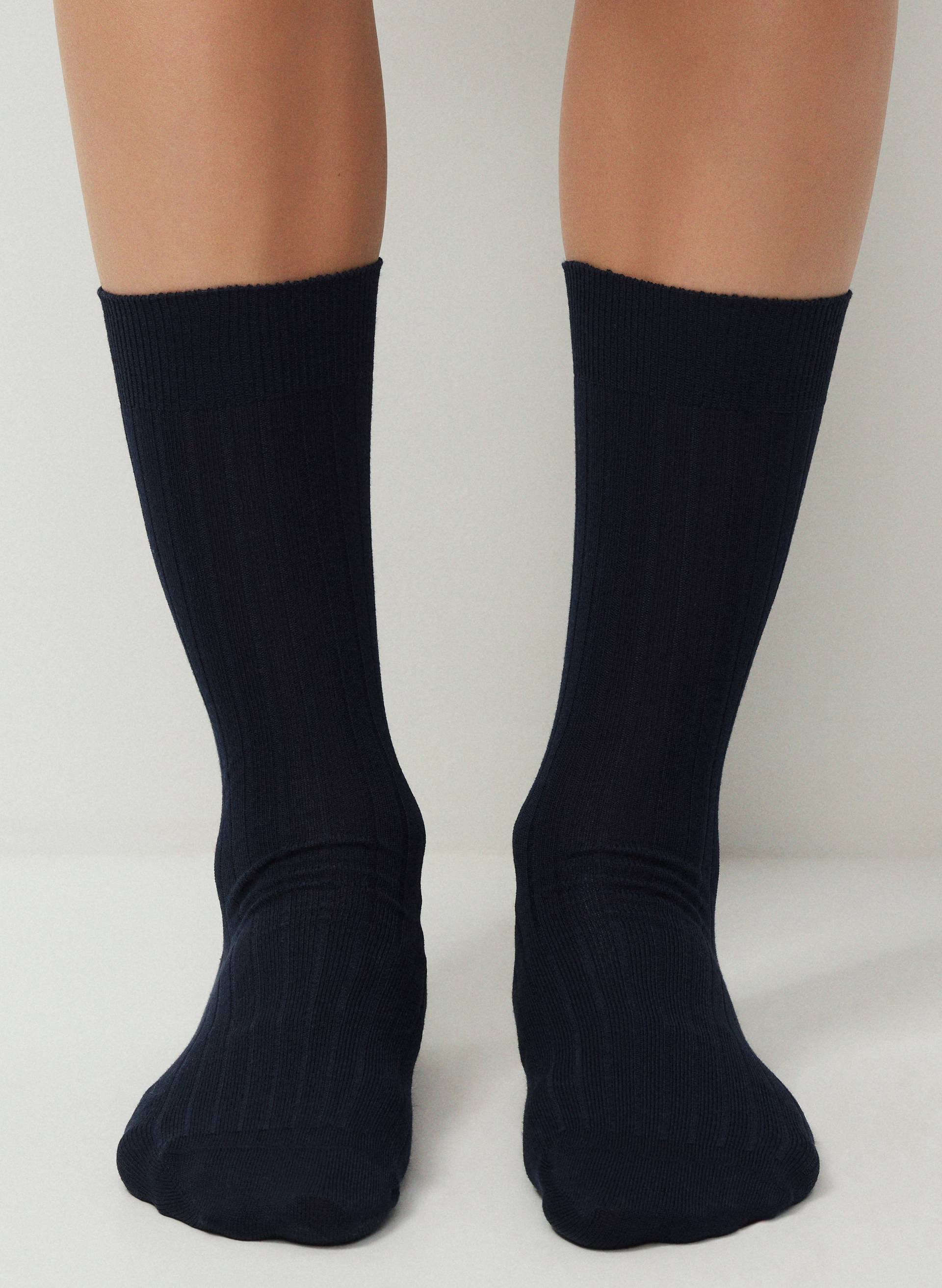 DRESSY WIDE RIB CREW SOCK 2-PACK - Fine-knit cotton crew dress socks, 2-pack. 