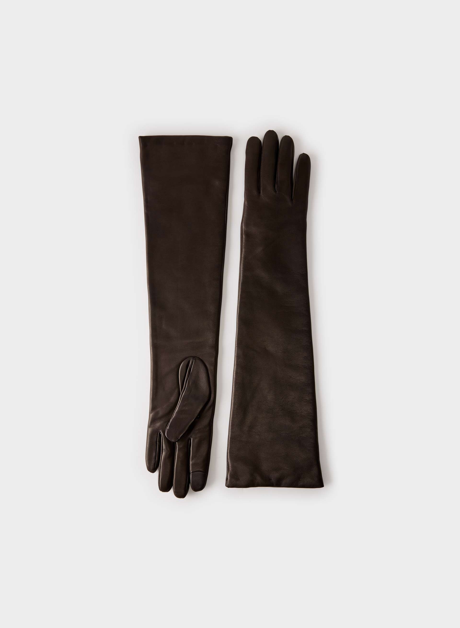RENOWN LEATHER EXTRA-LONG GLOVES - Long tech-friendly nappa leather gloves with cashmere lining. 