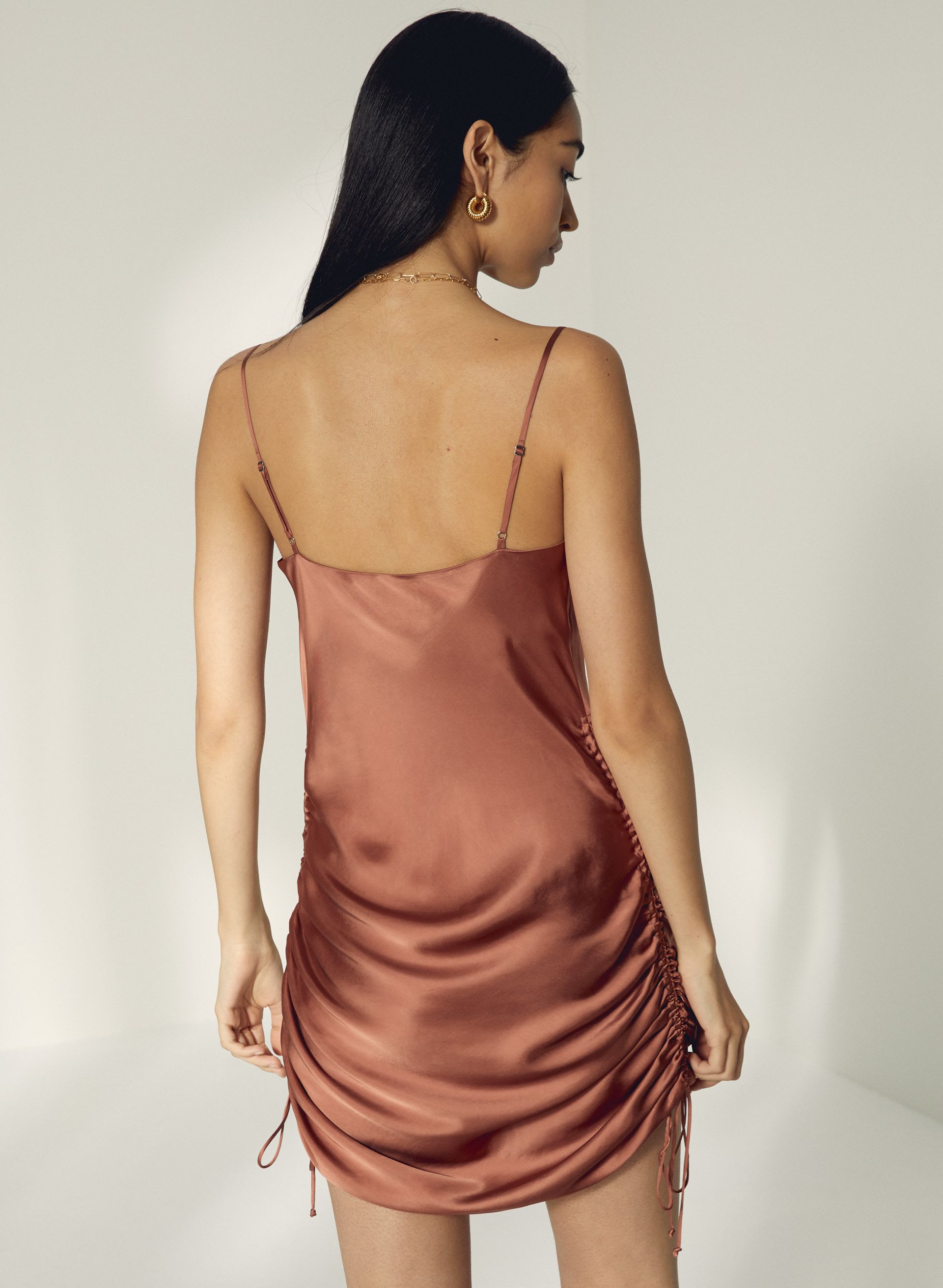 only ruched slip dress aritzia Only Ruched Slip Dress