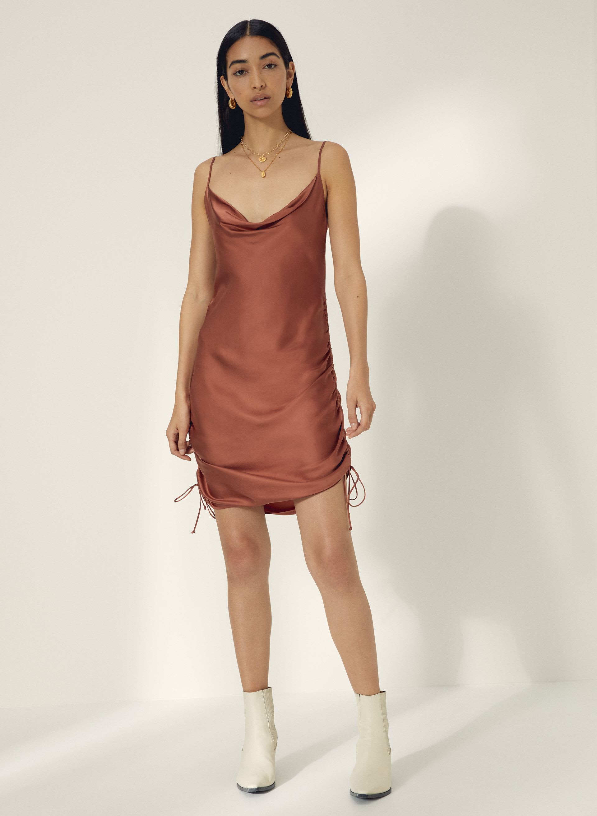 only ruched slip dress aritzia Only Ruched Slip Dress