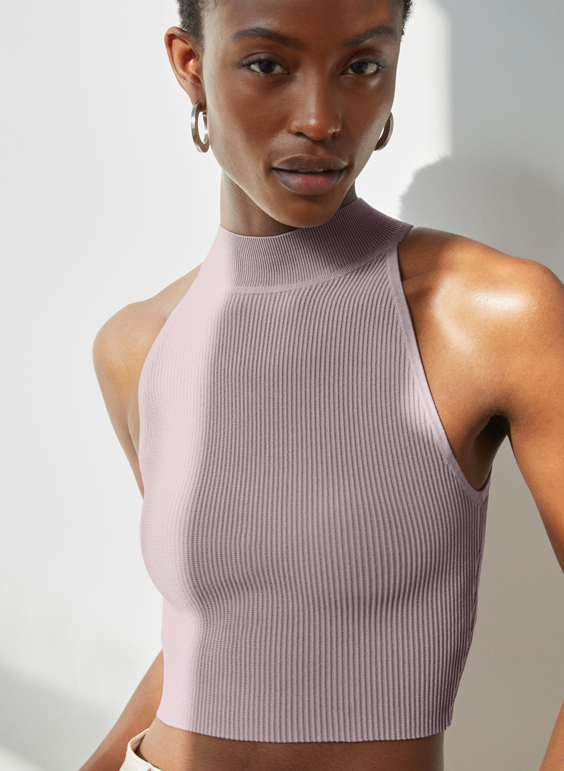 Sculpt Knit Mockneck Halter Top | Aritzia US