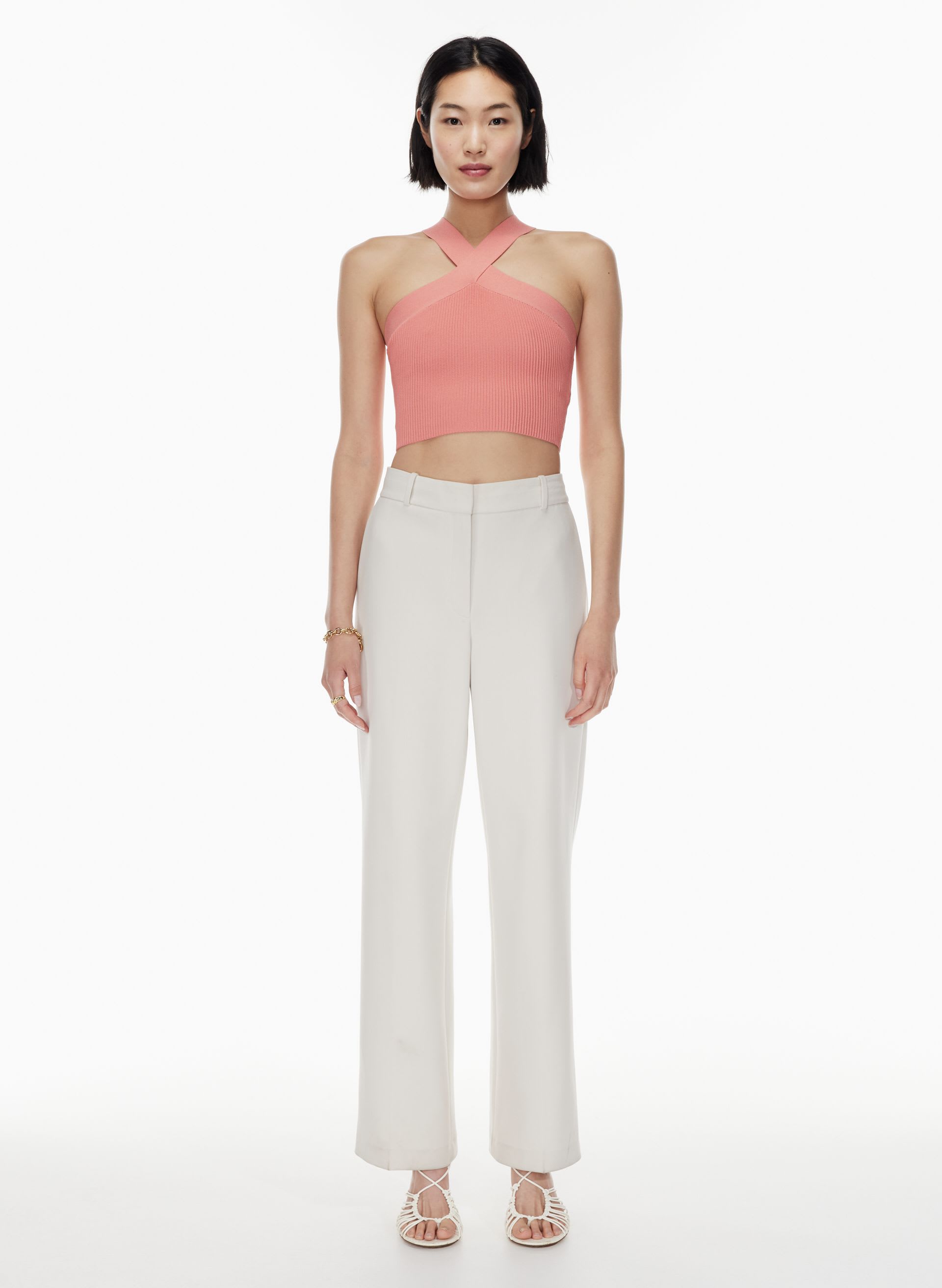 SCULPT KNIT CRISS CROSS CROPPED TANK | Aritzia
