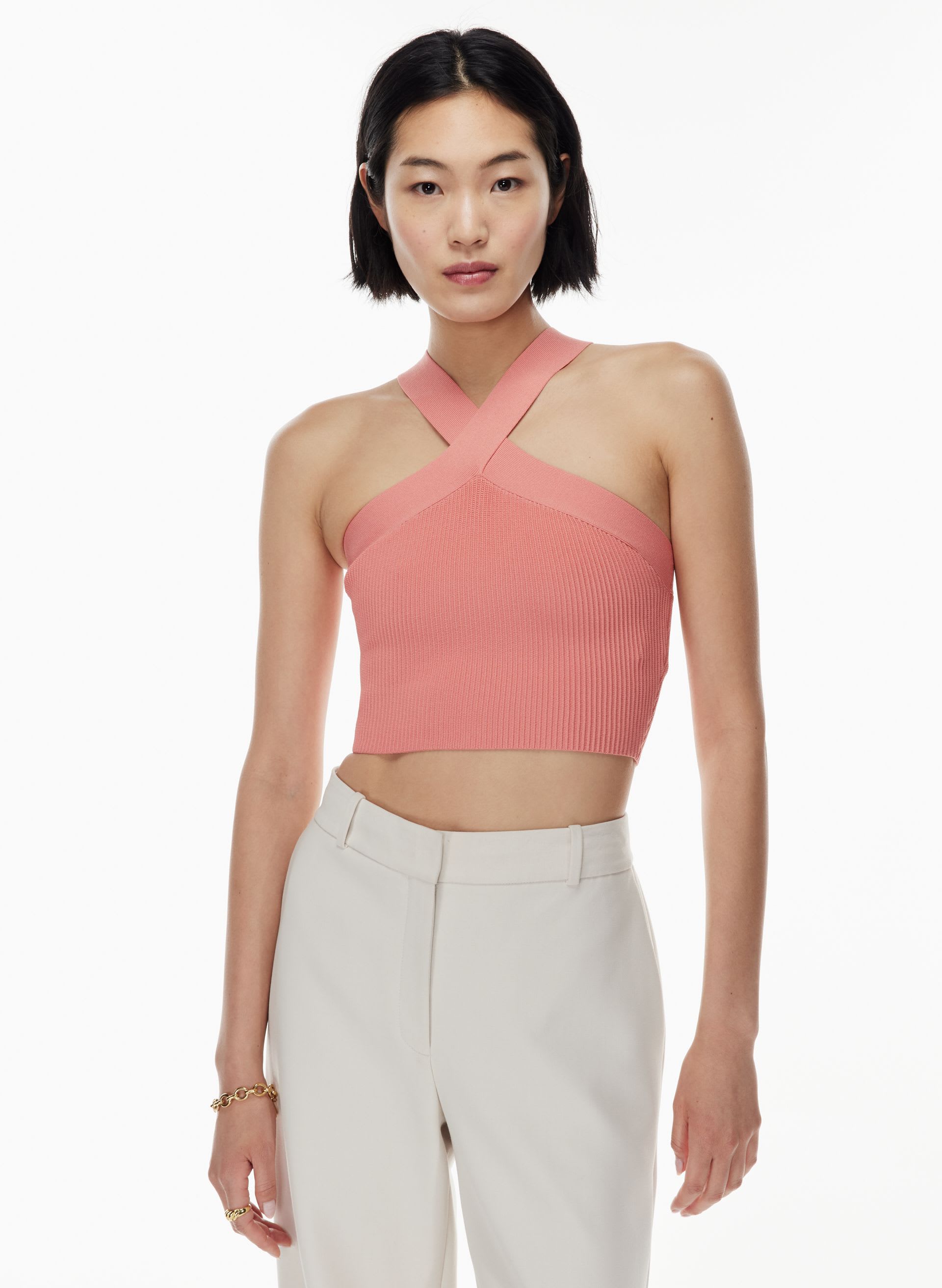 SCULPT KNIT CRISS CROSS CROPPED TANK | Aritzia