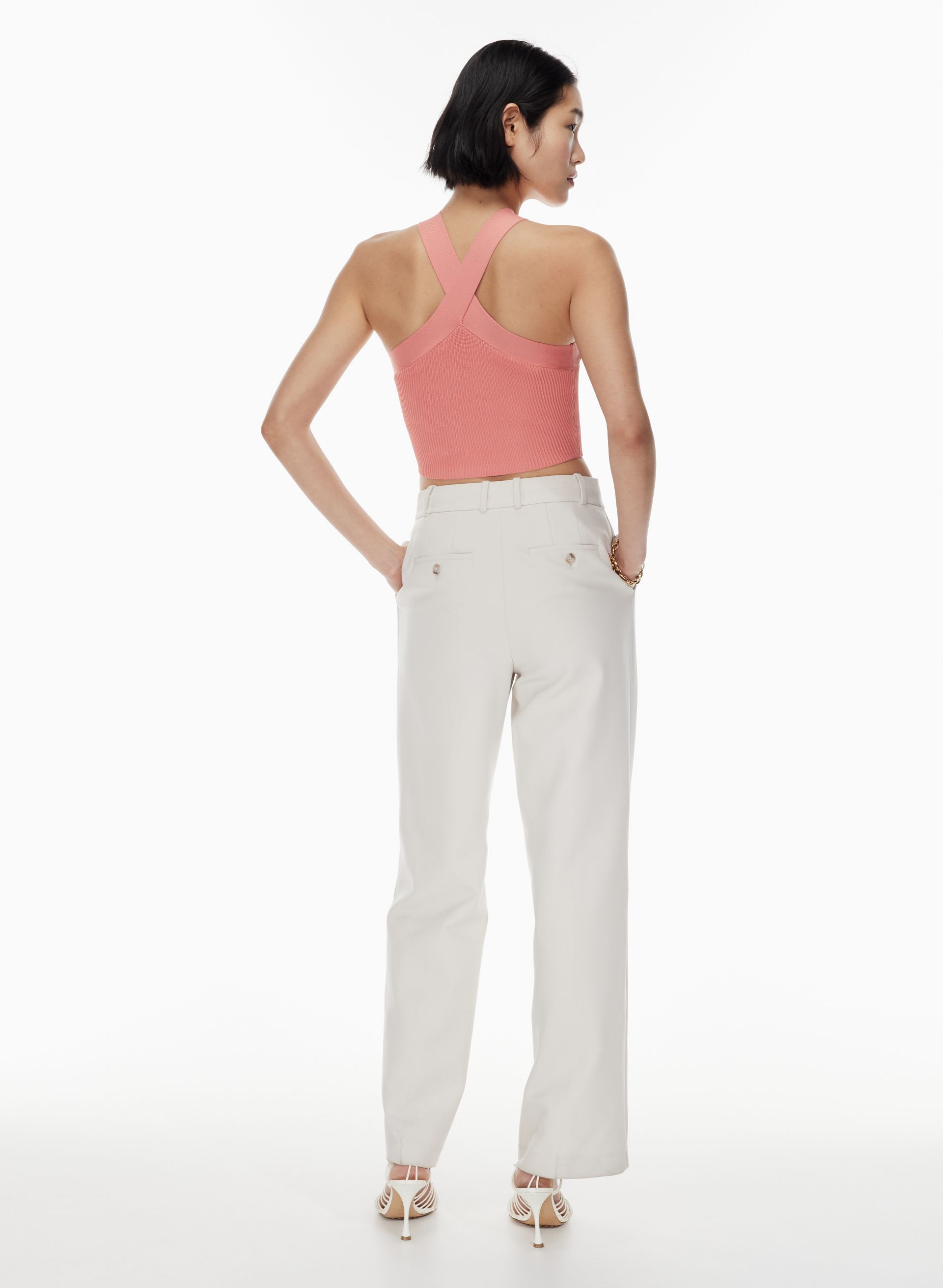 SCULPT KNIT CRISS CROSS CROPPED TANK | Aritzia