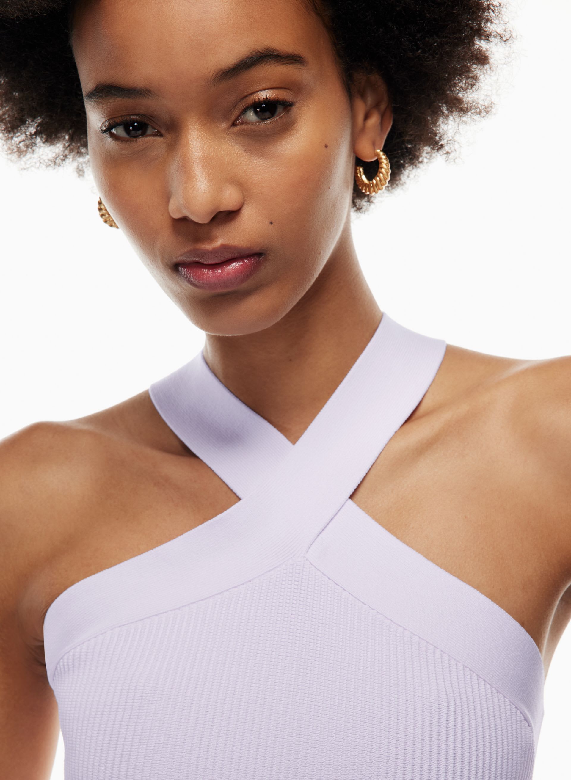 SCULPT KNIT CRISS CROSS CROPPED TANK | Aritzia